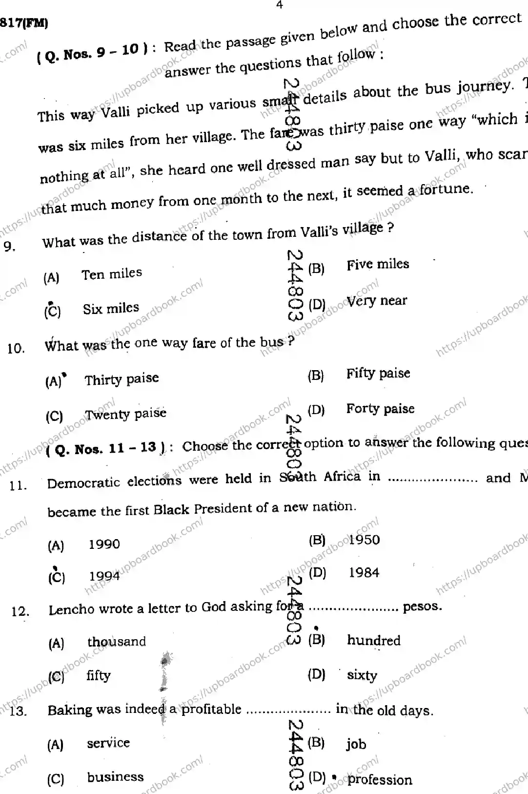 UP Board Class 10th ENGLISH-817-FM Previous Year Question Paper Image 4