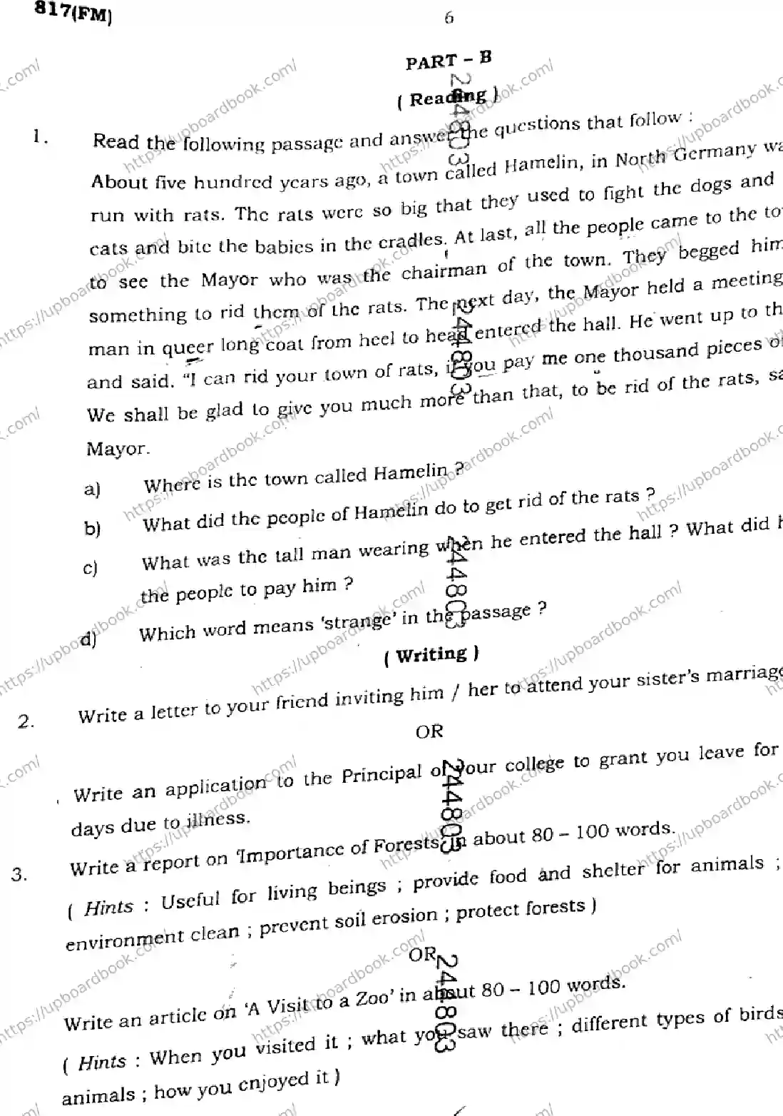 UP Board Class 10th ENGLISH-817-FM Previous Year Question Paper Image 6