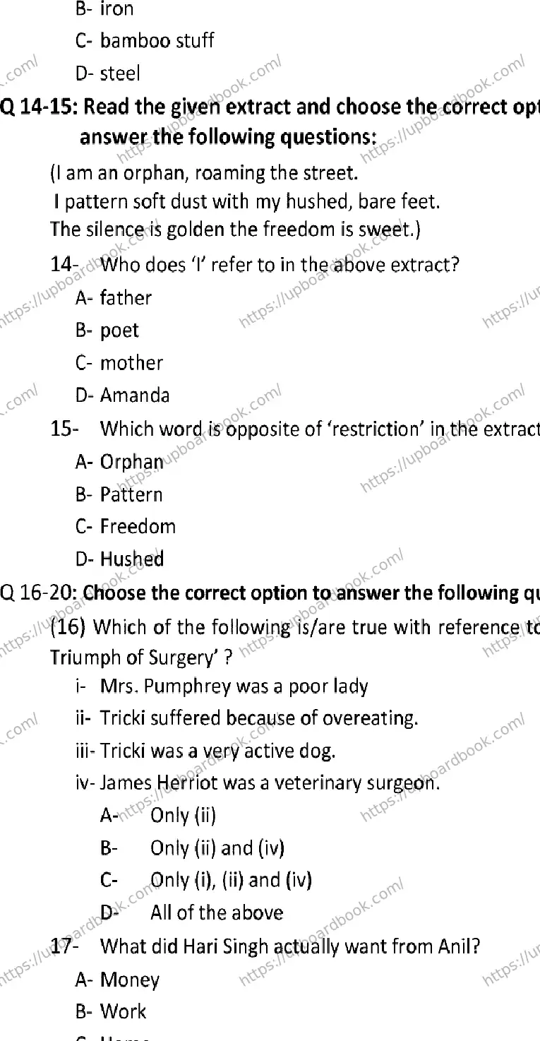 UP Board Class 10th ENGLISH-917 Previous Year Question Paper Image 4