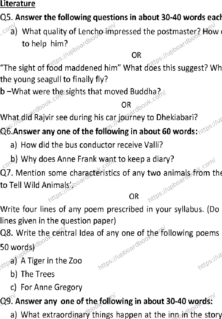 UP Board Class 10th ENGLISH-917 Previous Year Question Paper Image 7