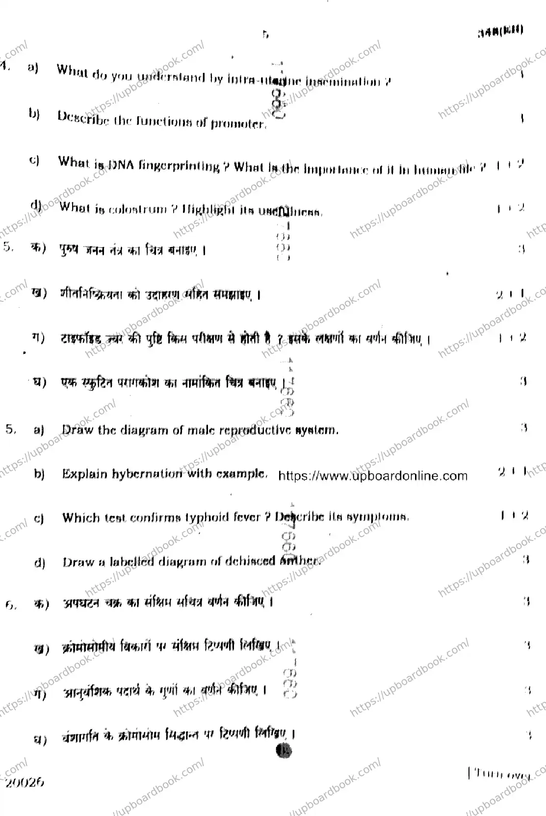 UP Board Class 12th BIOLOGY-348-EH Previous Year Question Paper Image 5