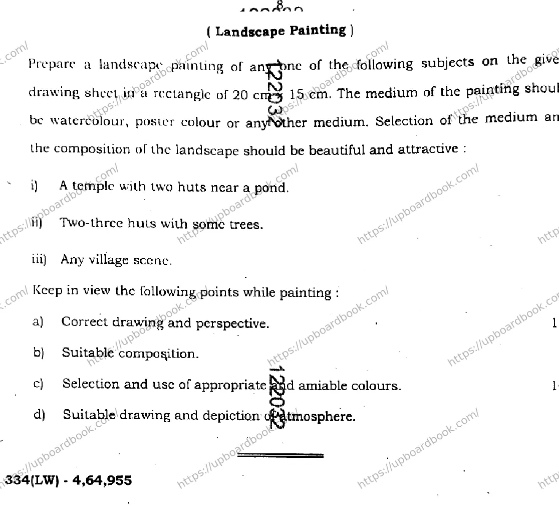 UP Board Class 12th CHITRAKALA-ALEKHAN-334-LW Previous Year Question Paper Image 8