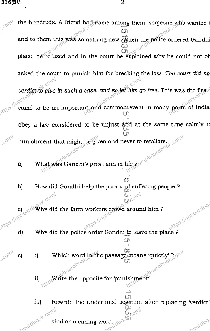 UP Board Class 12th ENGLISH-316-BV Previous Year Question Paper Image 2