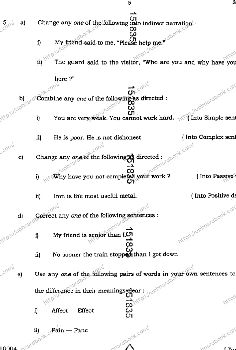 UP Board Class 12th ENGLISH-316-BV Previous Year Question Paper Image 5