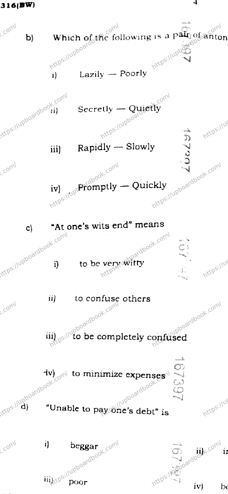 UP Board Class 12th ENGLISH-316-BW Previous Year Question Paper Image 4