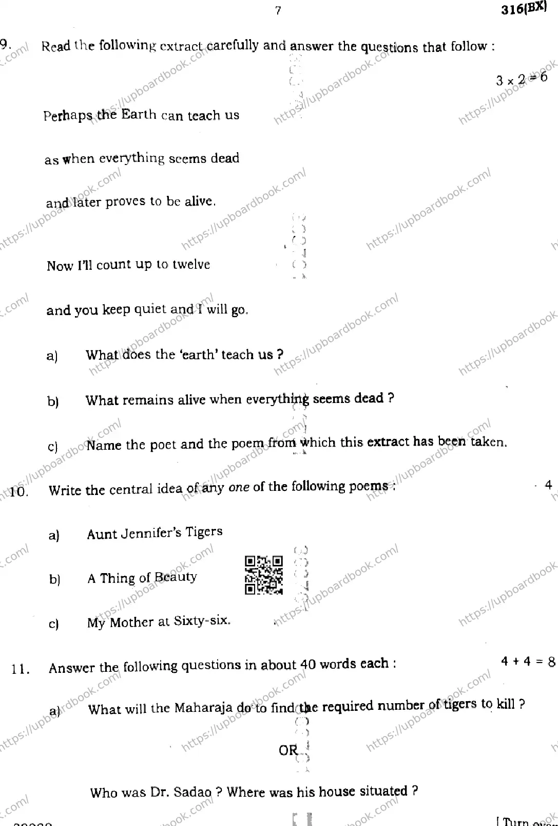 UP Board Class 12th ENGLISH-316-BX Previous Year Question Paper Image 7