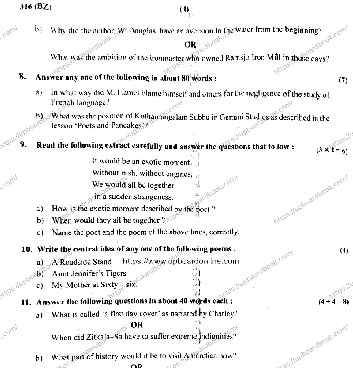 UP Board Class 12th ENGLISH-316-BZ Previous Year Question Paper Image 4