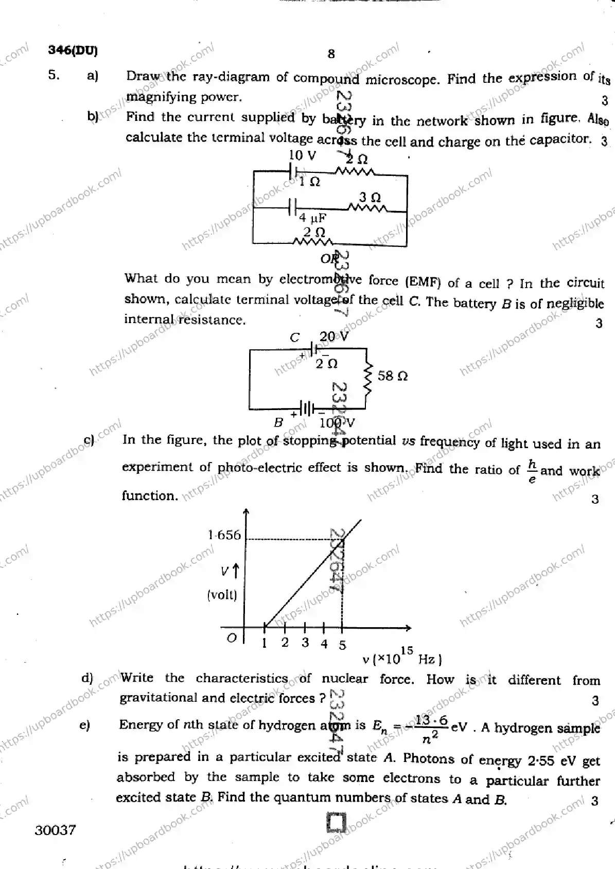 UP Board Class 12th PHYSICS-346-DU Previous Year Question Paper Image 8