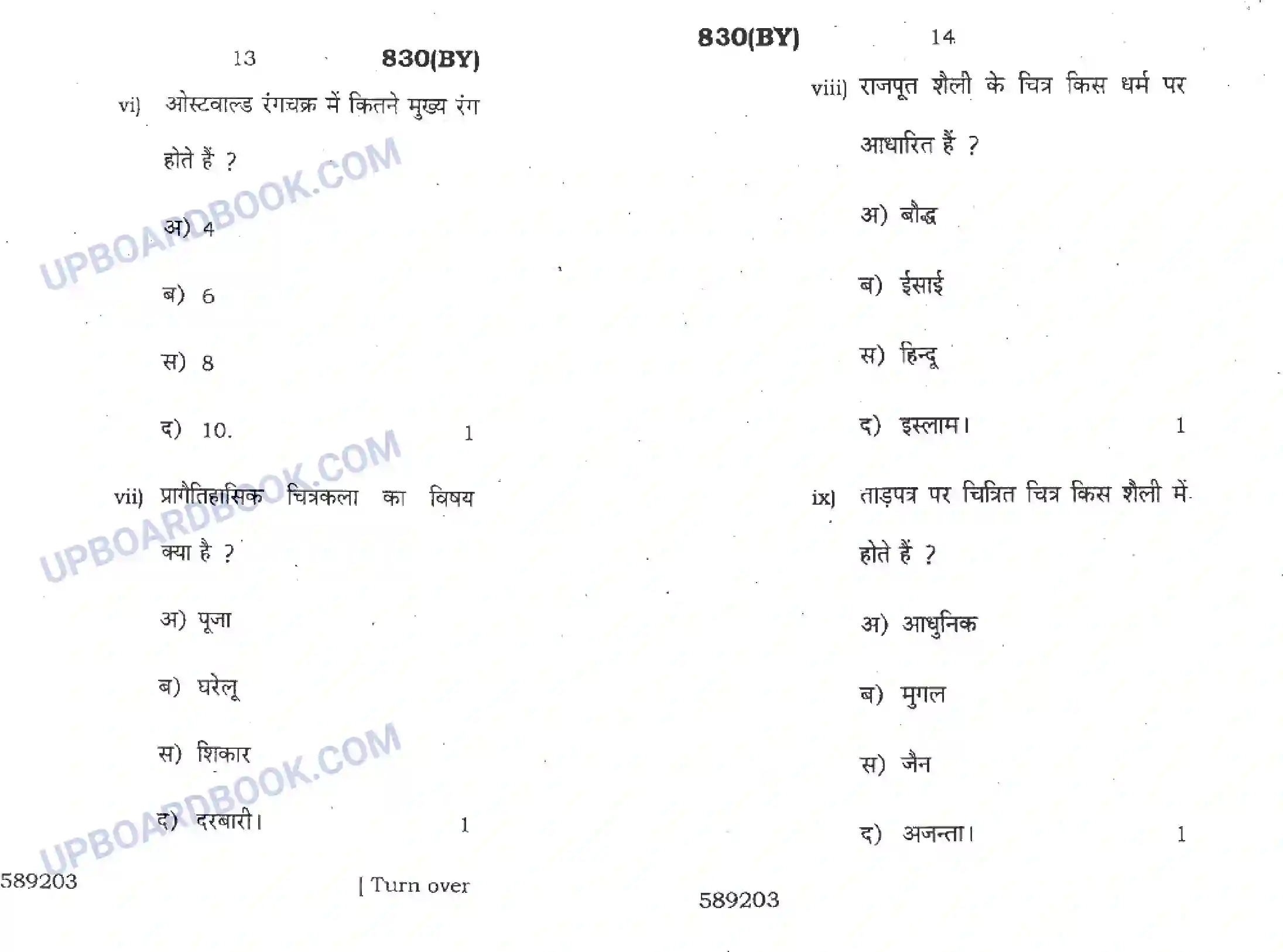 UP Board Class 10th Chitrakala 2017 (830 BY) Previous Year Question Paper Image 7