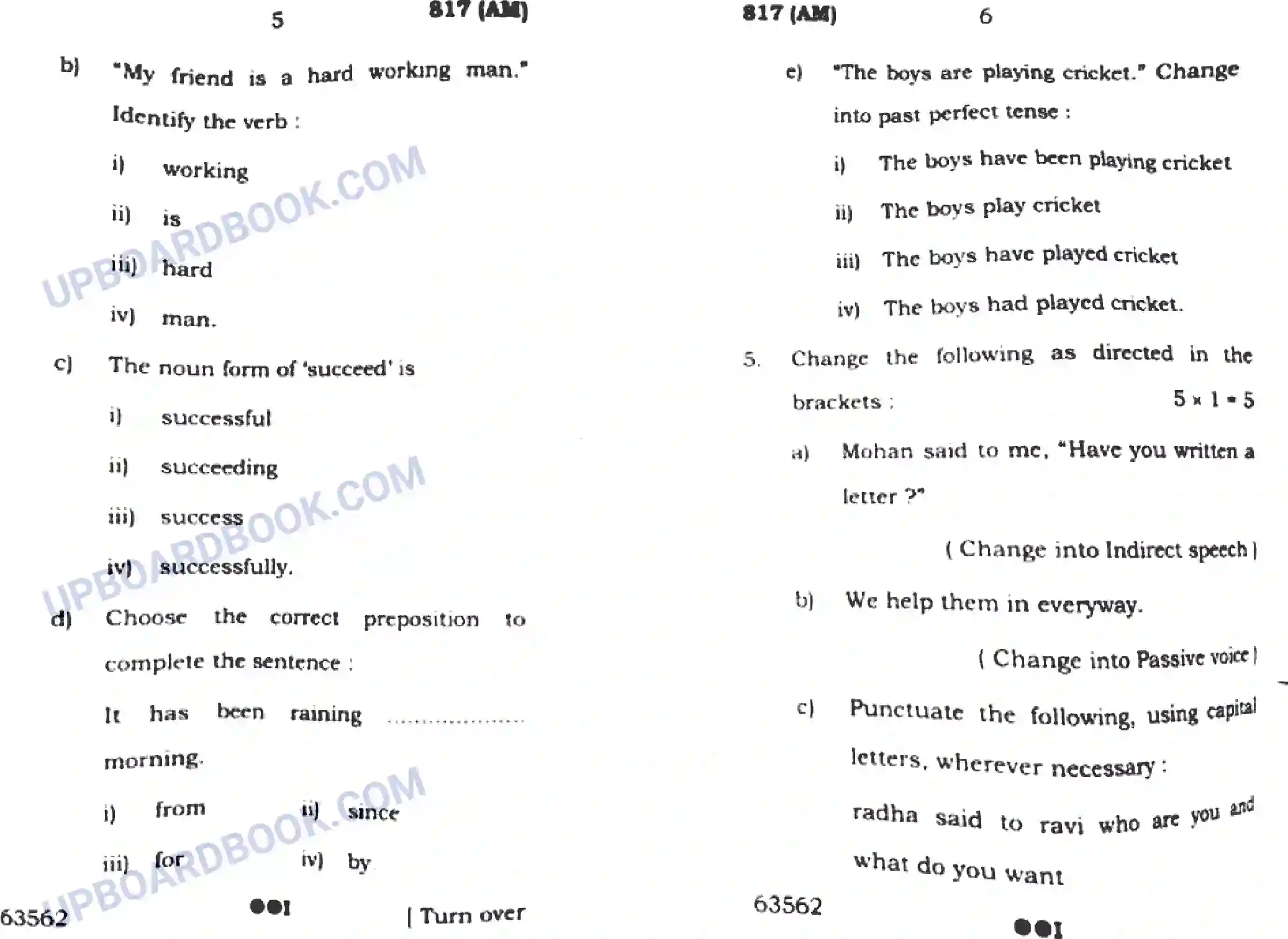 UP Board Class 10th English 2022 (817 AM) Previous Year Question Paper Image 3