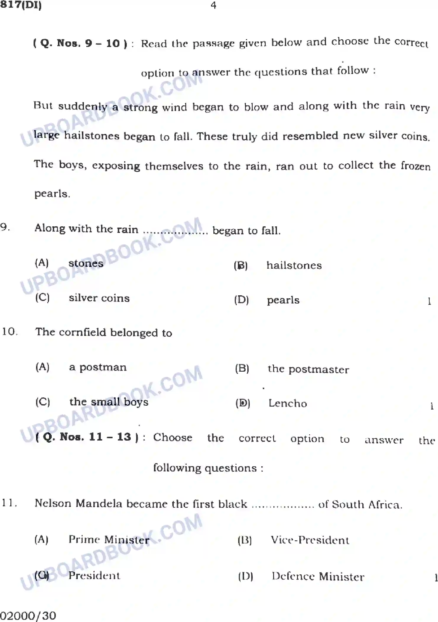 UP Board Class 10th English Previous Year Question Paper Image 4