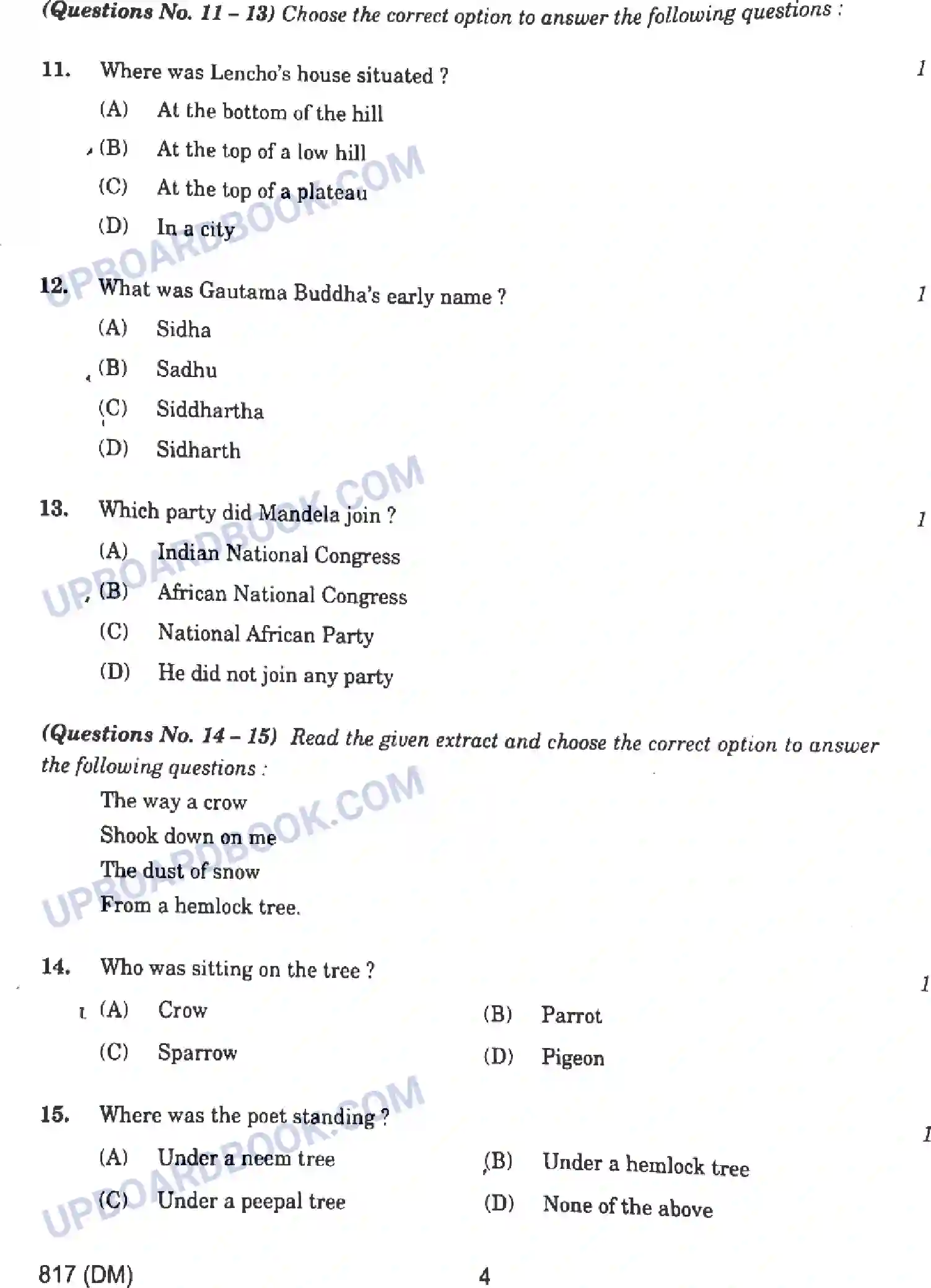 UP Board Class 10th English (817-DM) 2023 Previous Year Question Paper Image 4