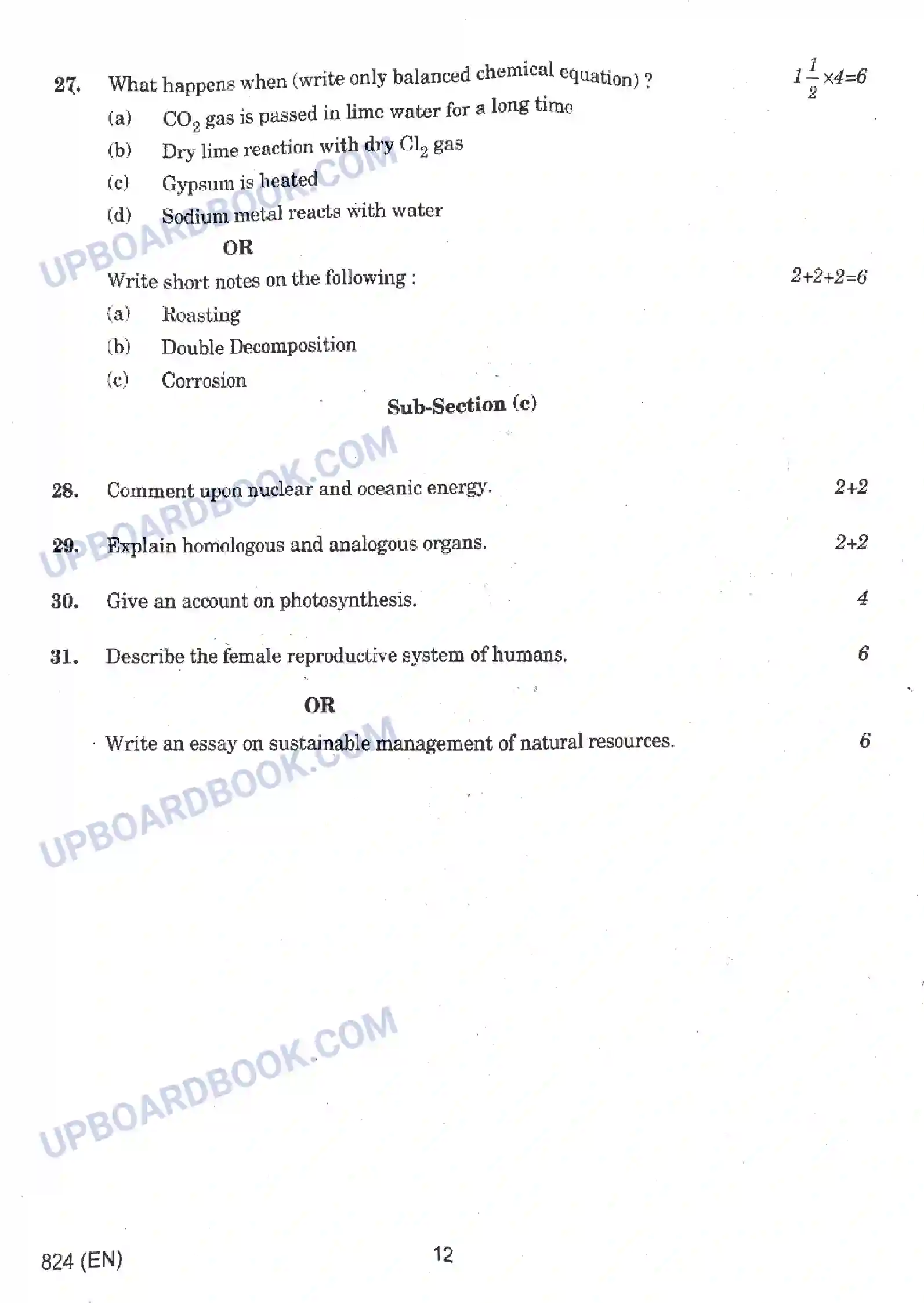 UP Board Class 10th Science - 824-EN - 2023 Previous Year Question Paper Image 12