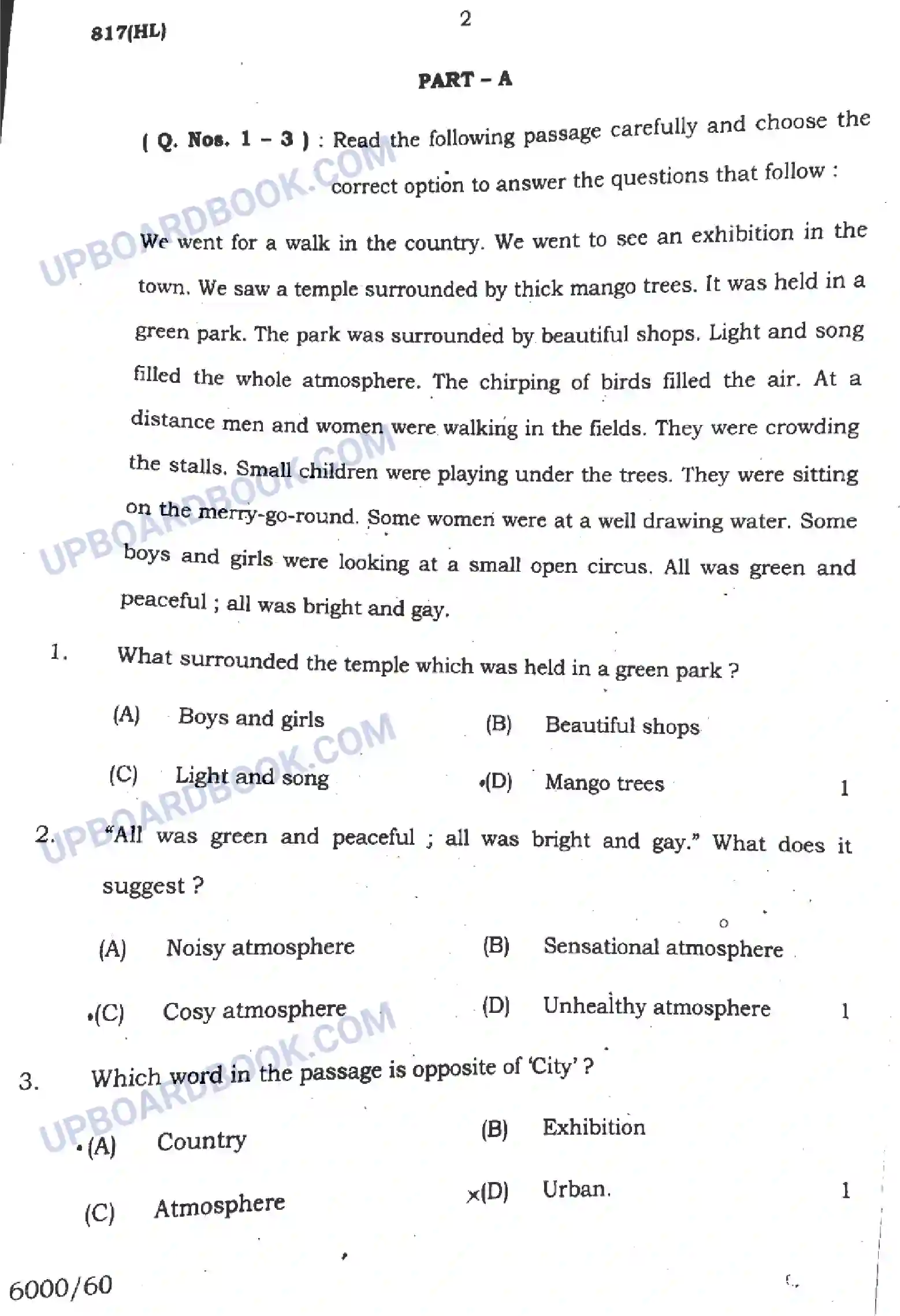 UP Board Class 10th English - 817-HL - 2024 Previous Year Question Paper Image 2