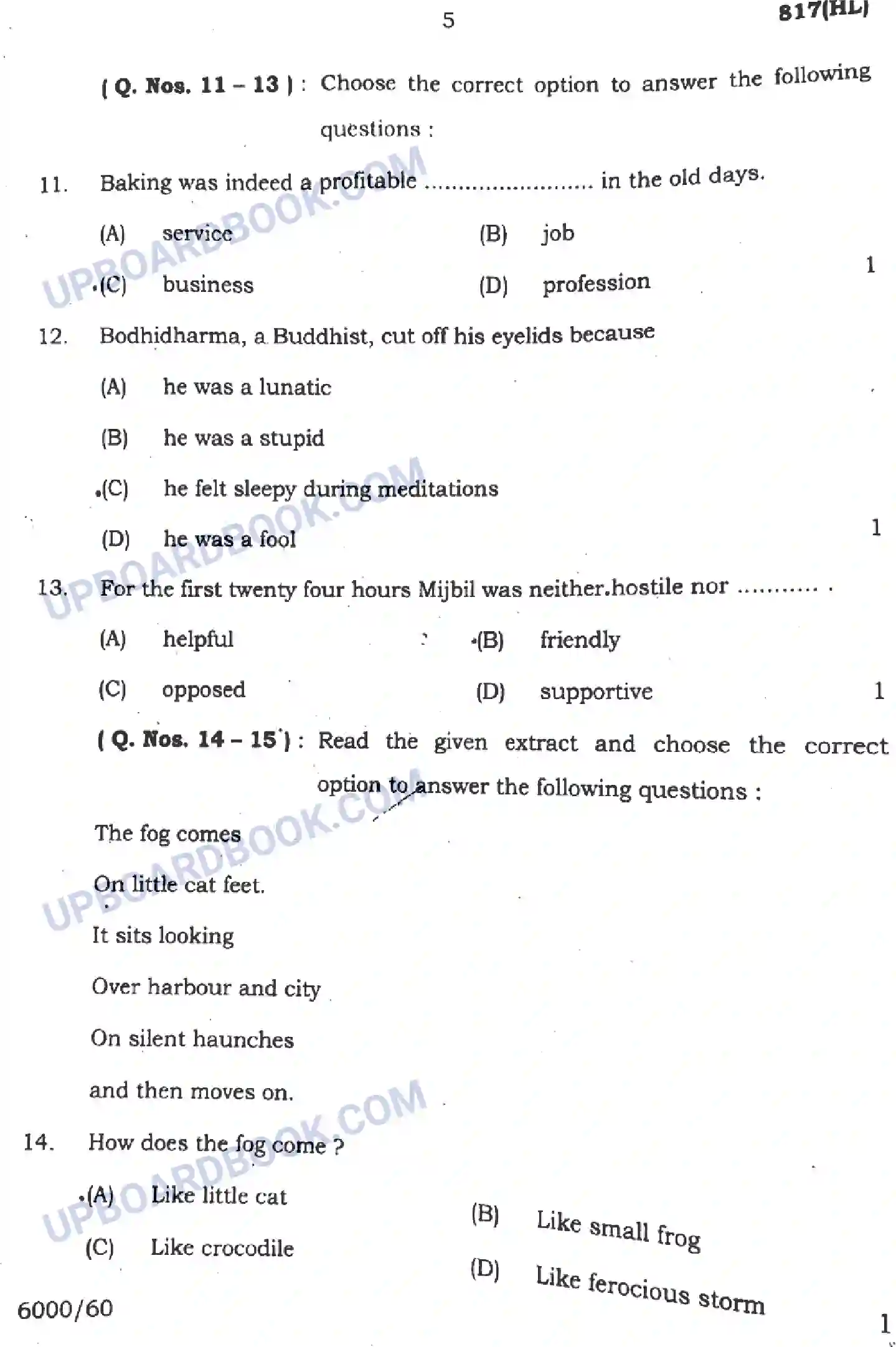 UP Board Class 10th English - 817-HL - 2024 Previous Year Question Paper Image 5