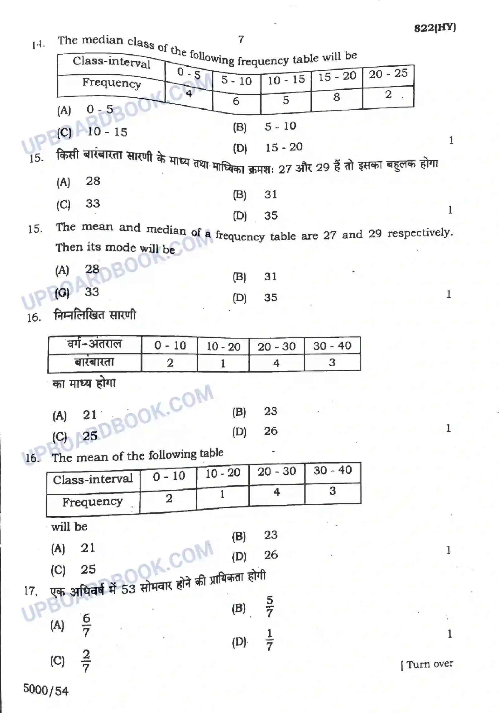 UP Board Class 10th Mathematics - 822-HY - 2024 Previous Year Question Paper Image 7