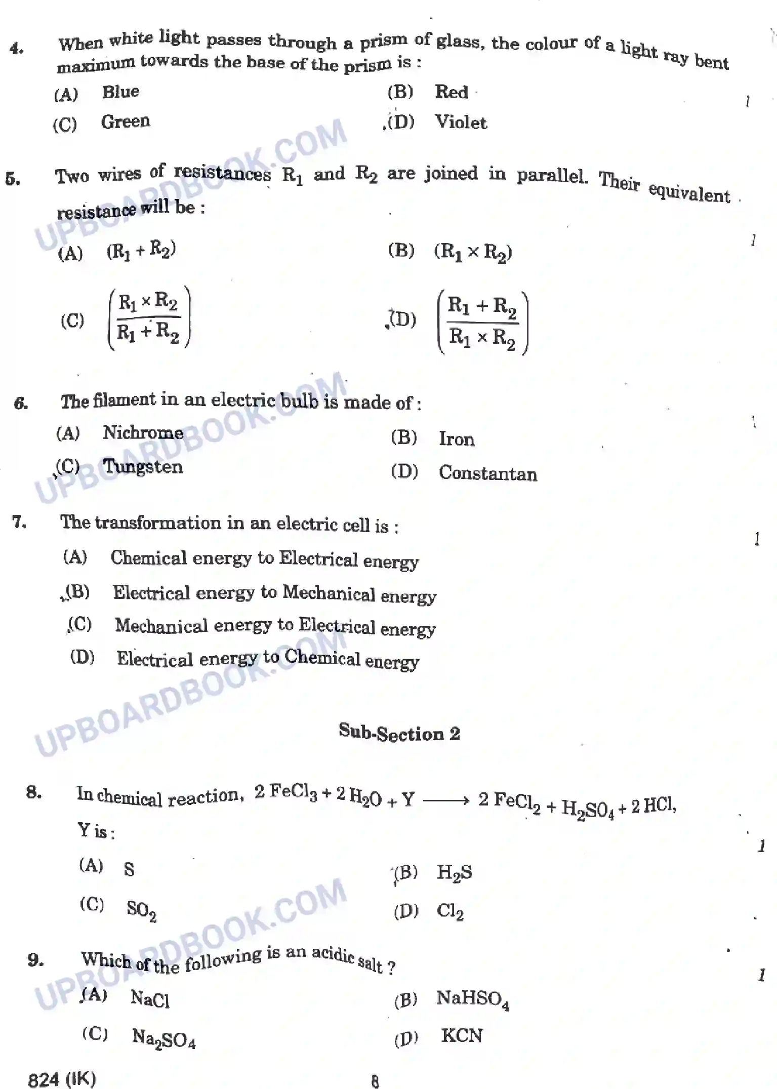 UP Board Class 10th Science - 824-IK - 2024 Previous Year Question Paper Image 8