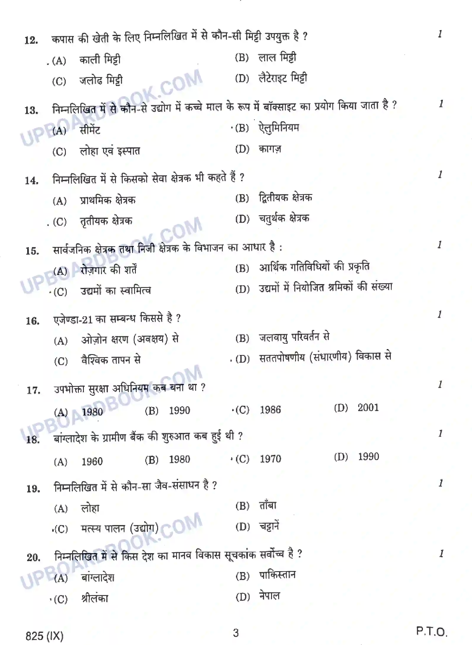 UP Board Class 10th Social Science - 825-IX - 2024 Previous Year Question Paper Image 3