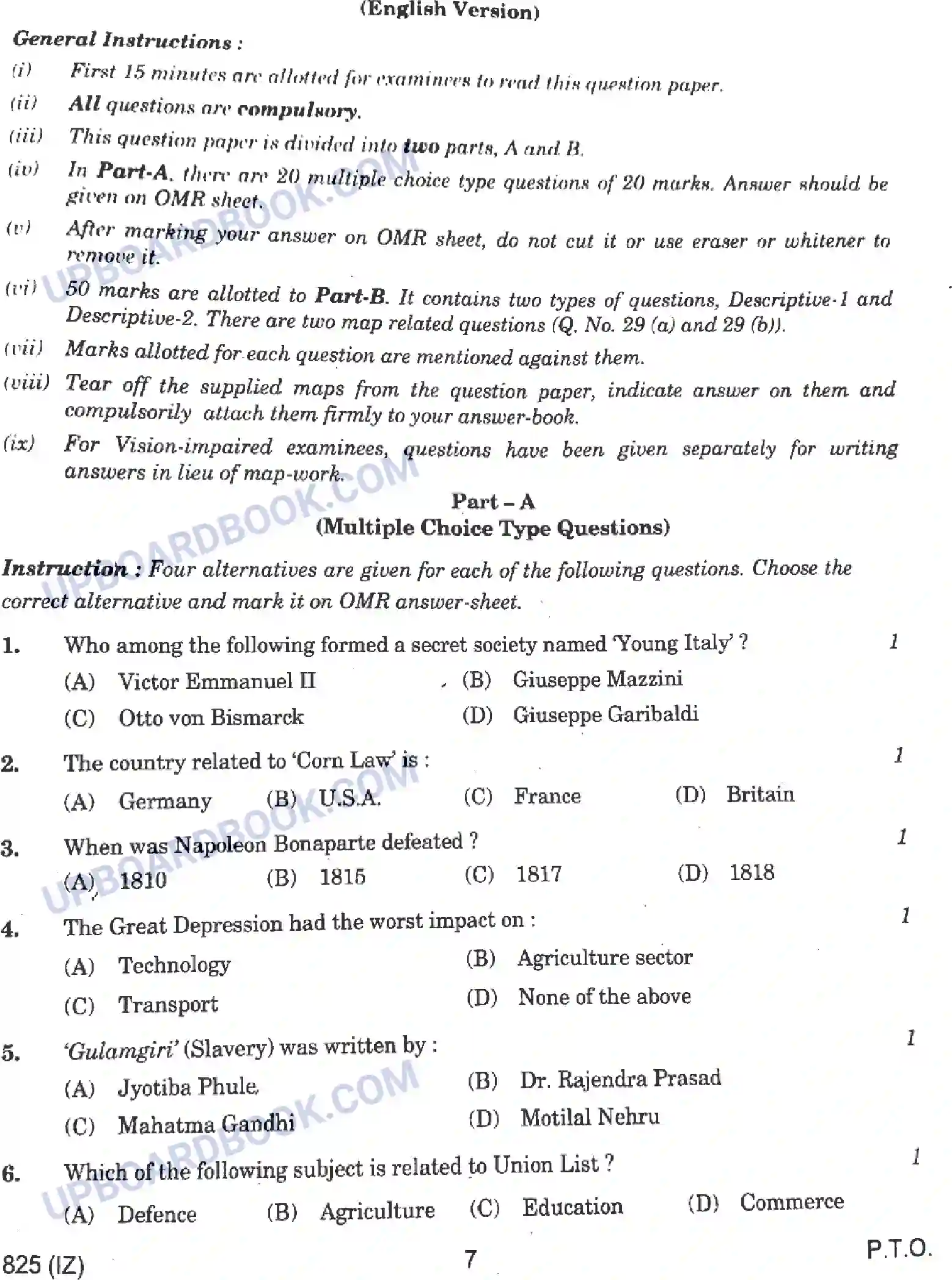 UP Board Class 10th Social Science - 825-IZ - 2024 Previous Year Question Paper Image 7