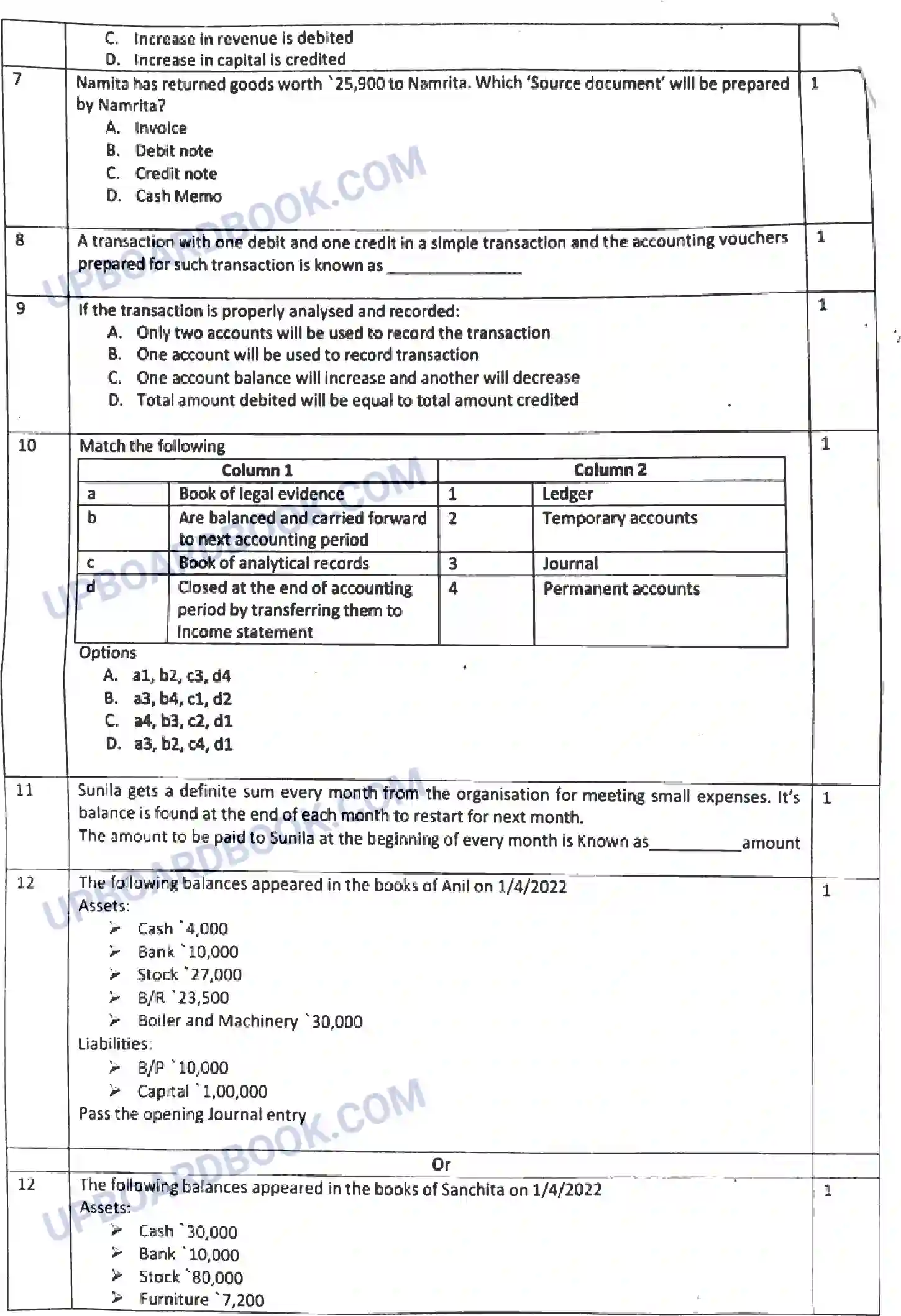 UP Board Class 11th Accountancy - 055-130323 - 2023 Previous Year Question Paper Image 2