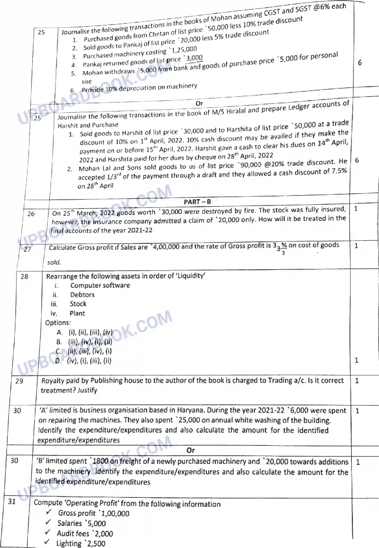 UP Board Class 11th Accountancy - 055-130323 - 2023 Previous Year Question Paper Image 6