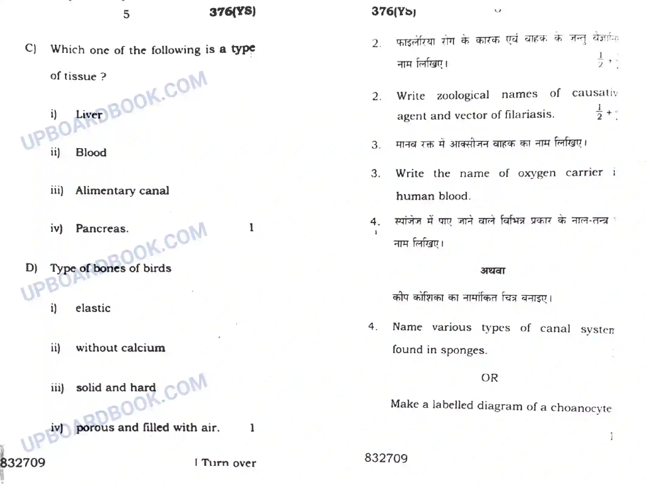 UP Board Class 12th Biology 2016 (376 YS) Previous Year Question Paper Image 3