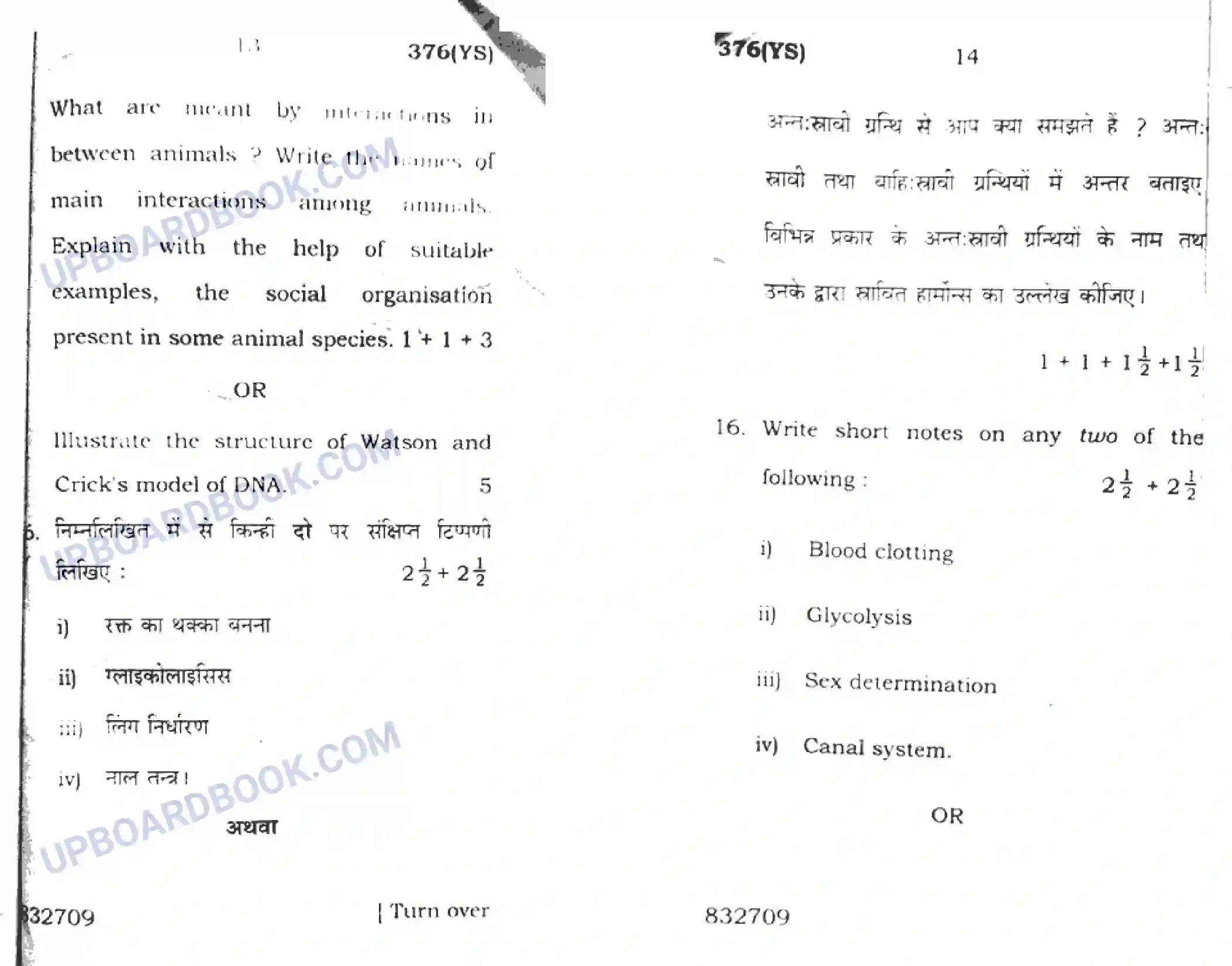 UP Board Class 12th Biology 2016 (376 YS) Previous Year Question Paper Image 7