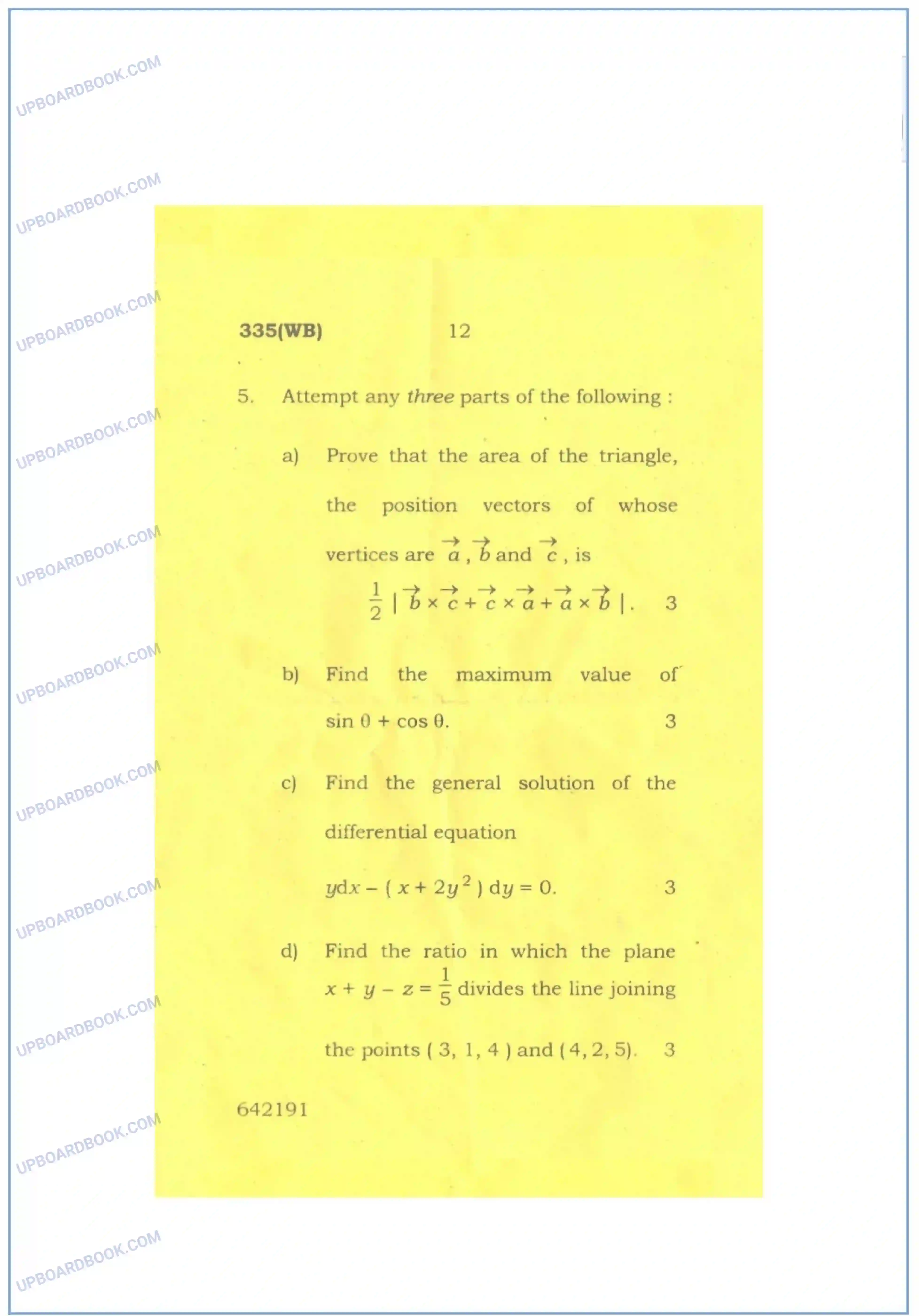 UP Board Class 12th Maths 2016 Set 2 Previous Year Question Paper Image 12