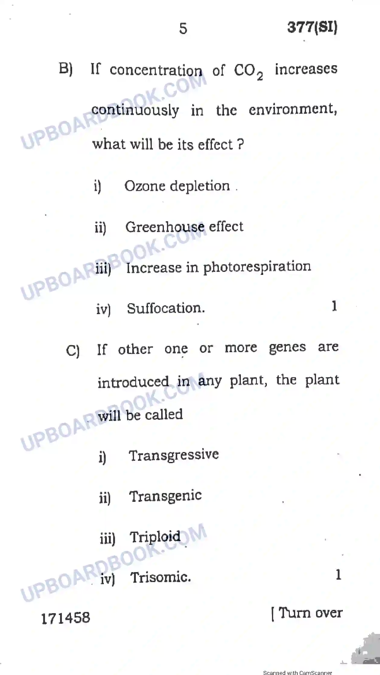 UP Board Class 12th Biology 2017 (377 SI) Previous Year Question Paper Image 5