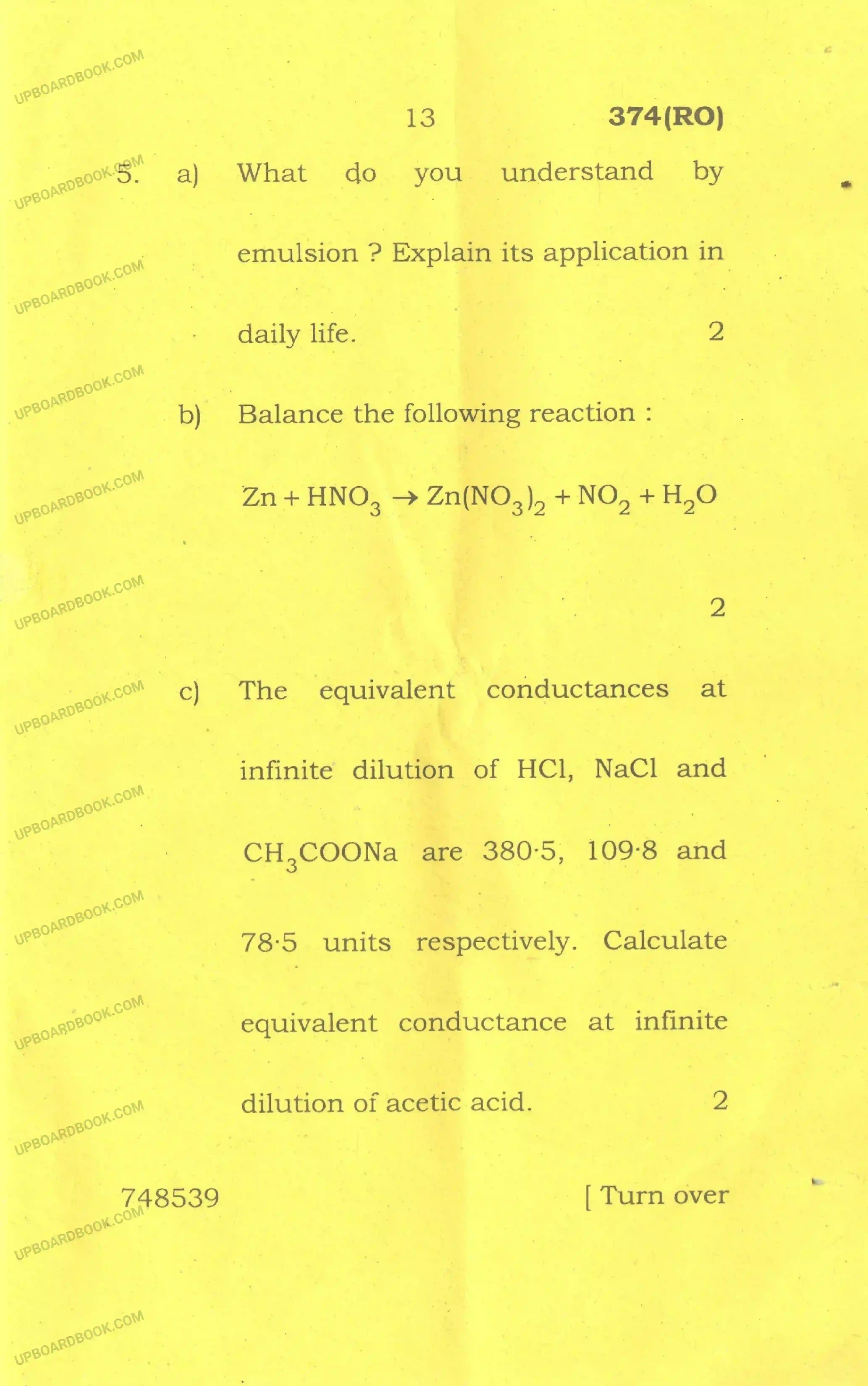 UP Board Class 12th Chemistry 2017 Set 1 Previous Year Question Paper Image 13