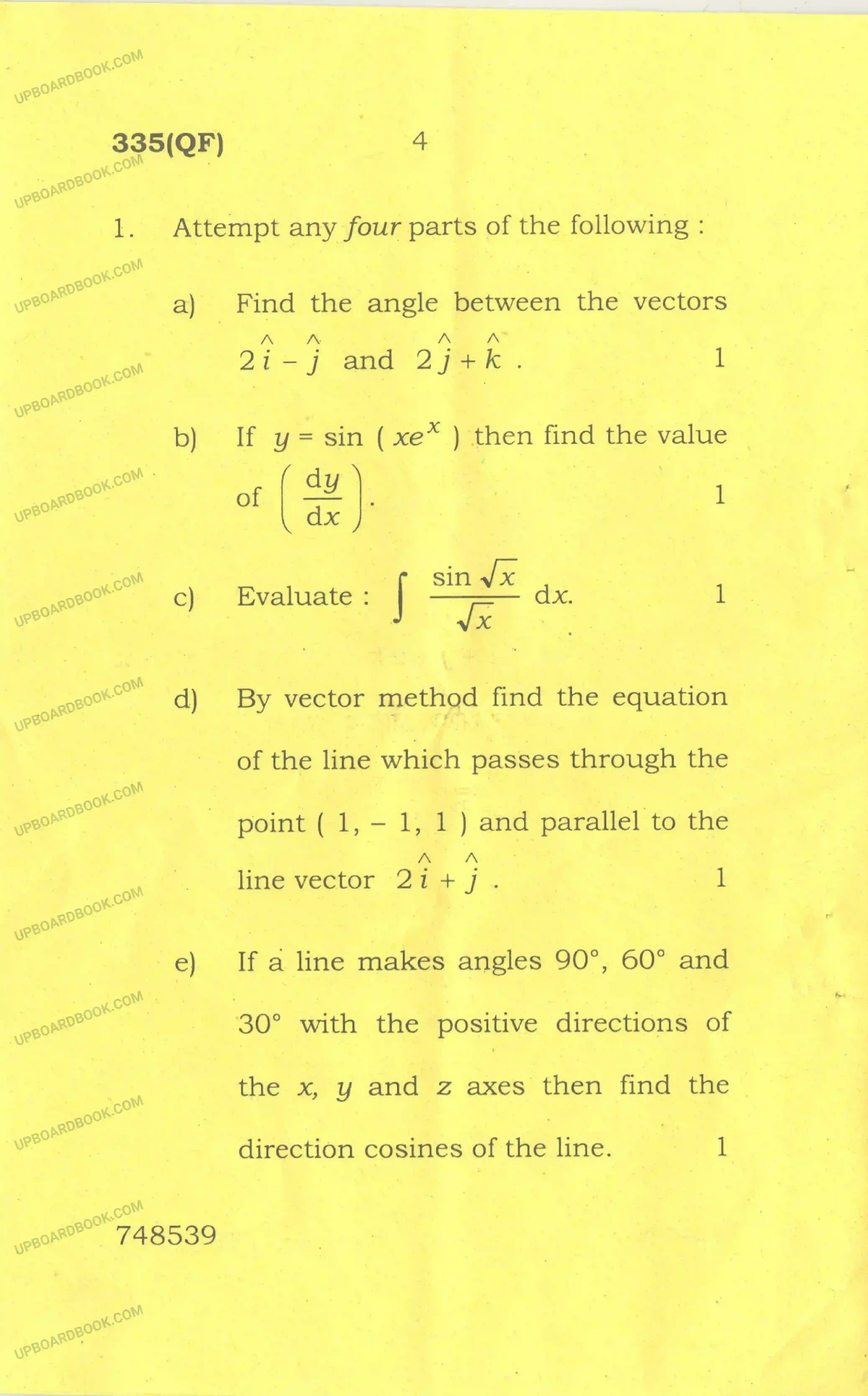 UP Board Class 12th Maths 2017 Set 2 Previous Year Question Paper Image 4