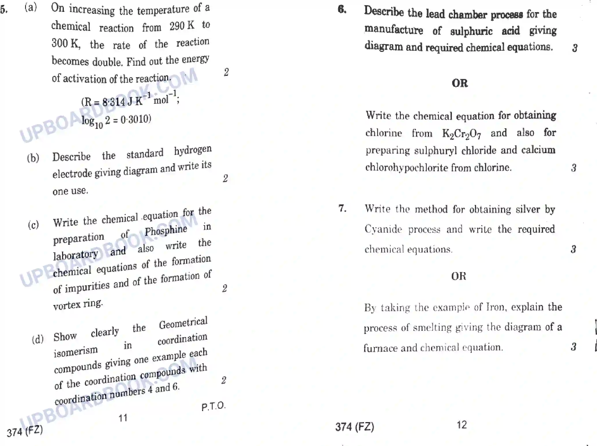 UP Board Class 12th Chemistry 2018 (374 FZ) Previous Year Question Paper Image 6