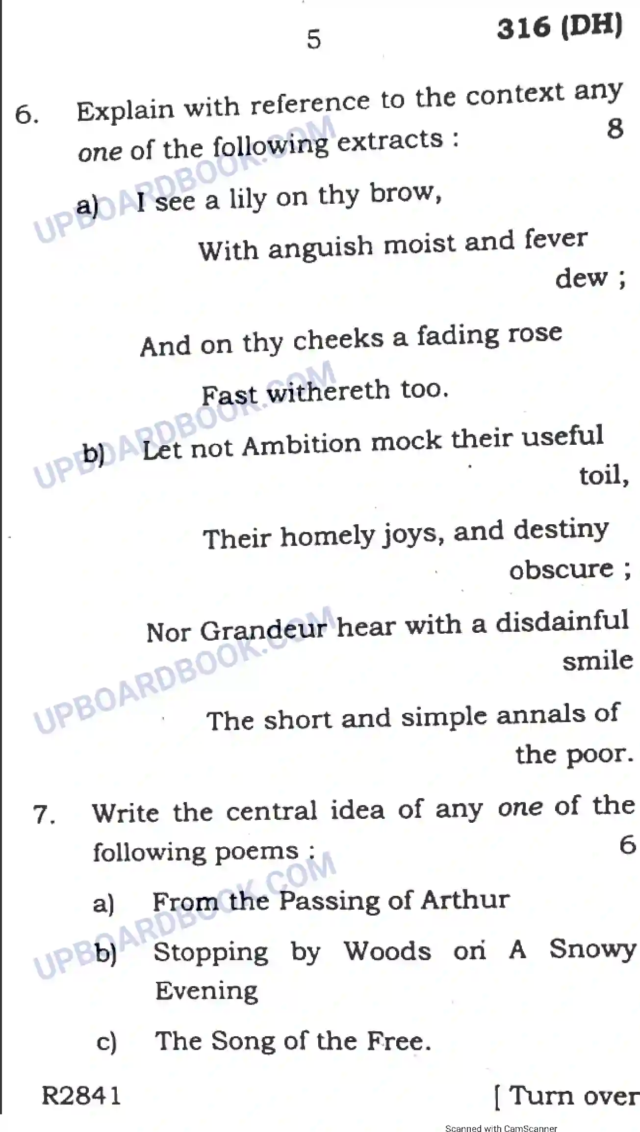 UP Board Class 12th English 2019 (316 DH) Previous Year Question Paper Image 5