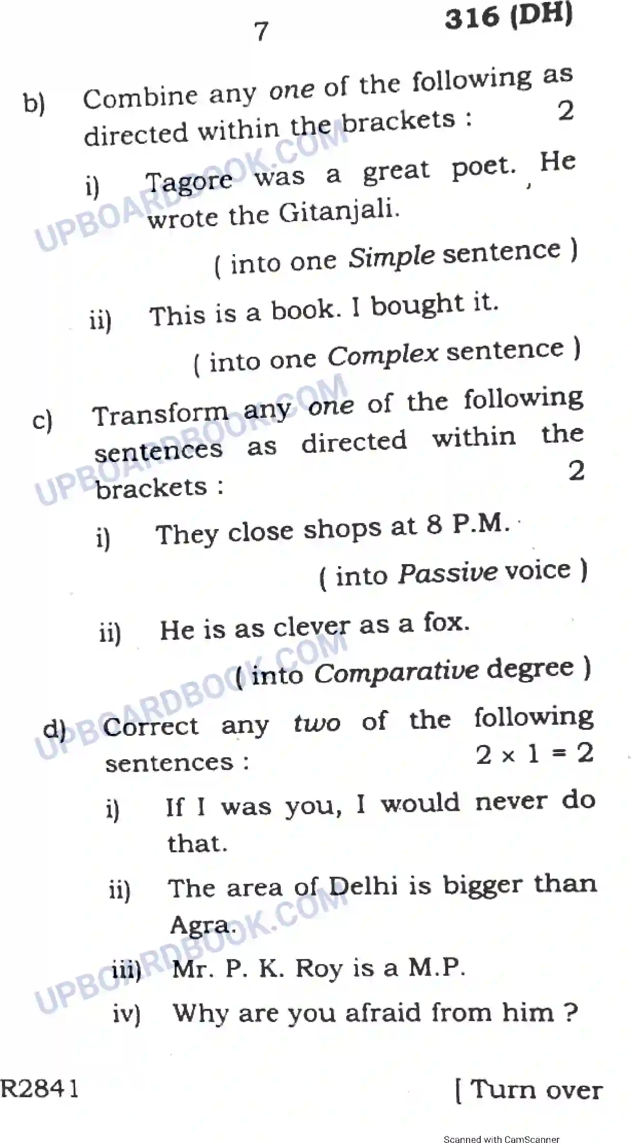 UP Board Class 12th English 2019 (316 DH) Previous Year Question Paper Image 7