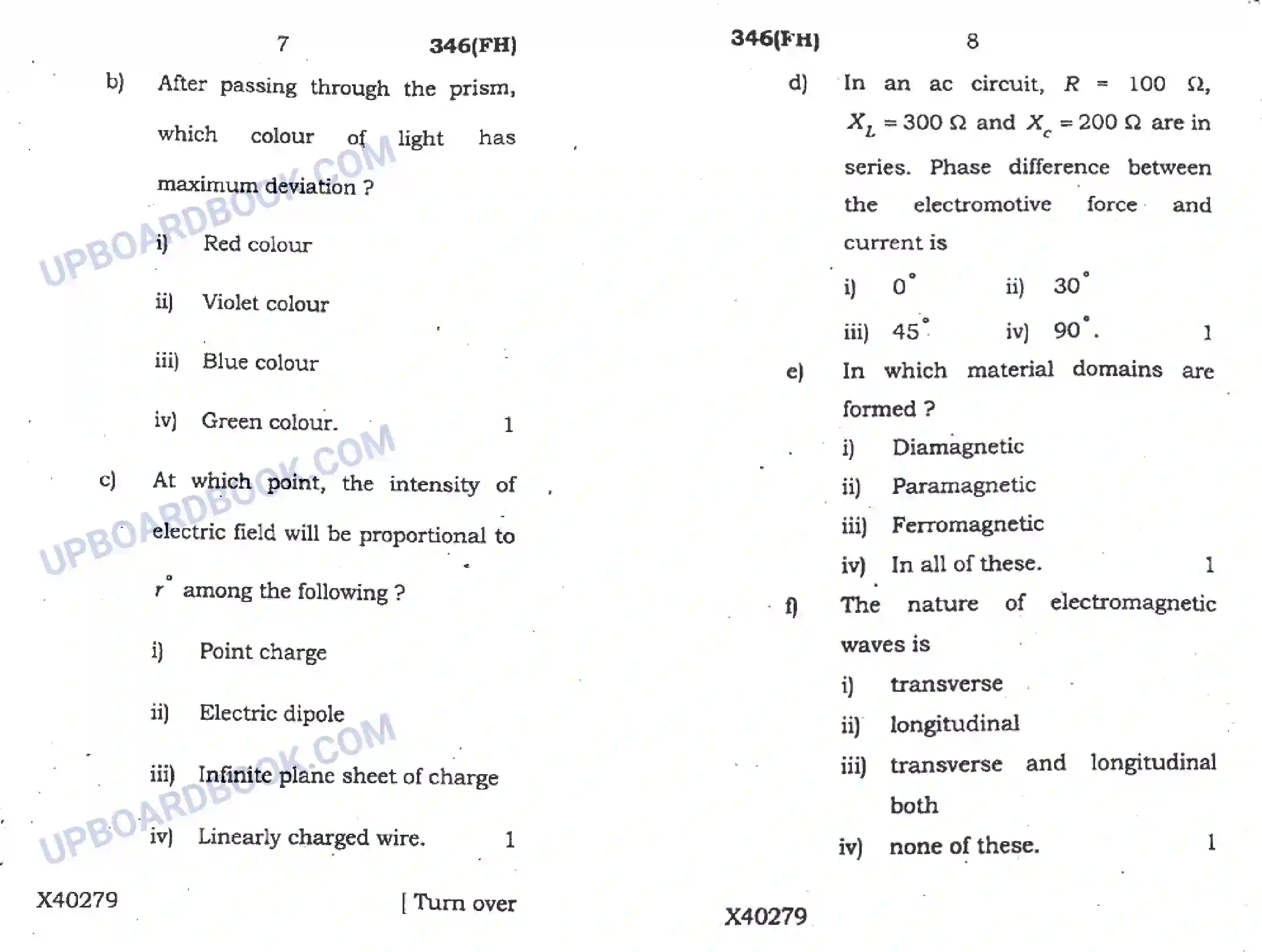 UP Board Class 12th Physics 2019 (346 FH) Previous Year Question Paper Image 4