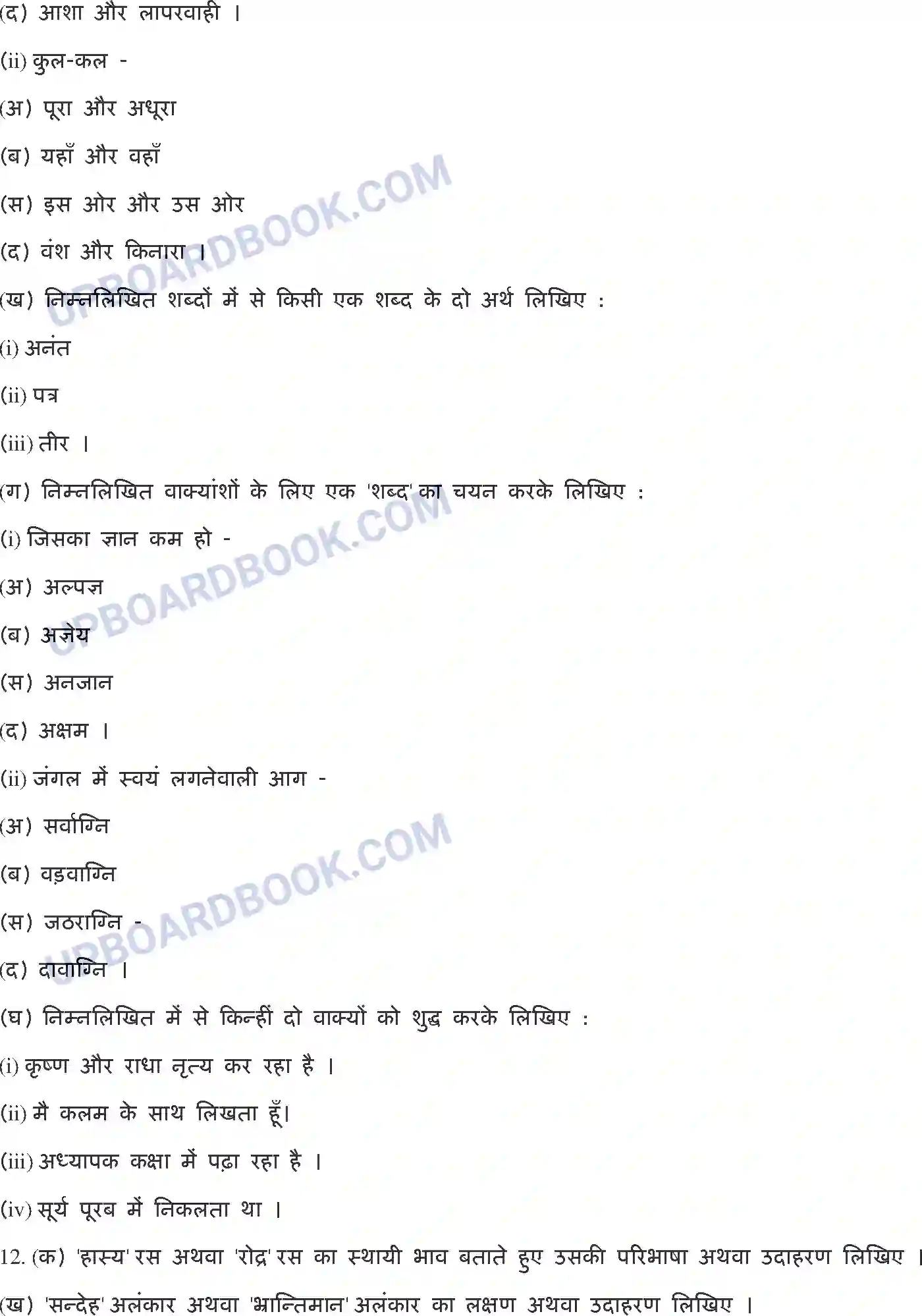 UP Board Class 12th Hindi 2020 (302 ZL) Previous Year Question Paper Image 8