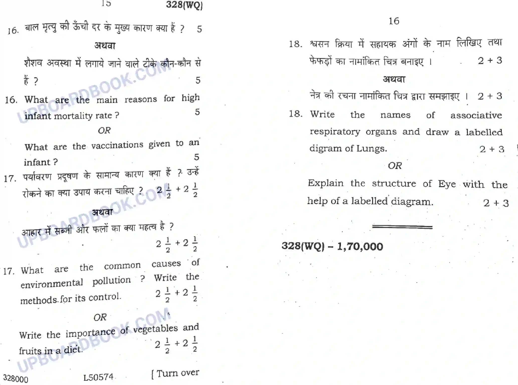 UP Board Class 12th Home Science 2020 (328 WQ) Previous Year Question Paper Image 8