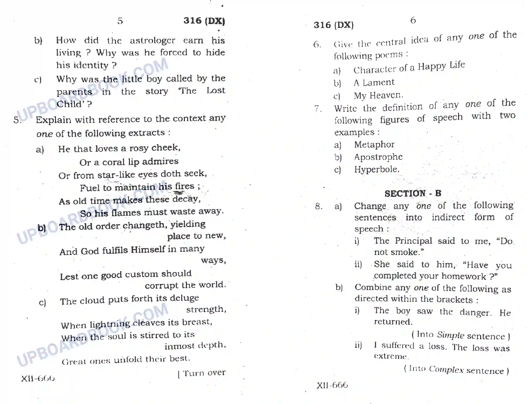 UP Board Class 12th English 2021 (316 DX) Previous Year Question Paper Image 3