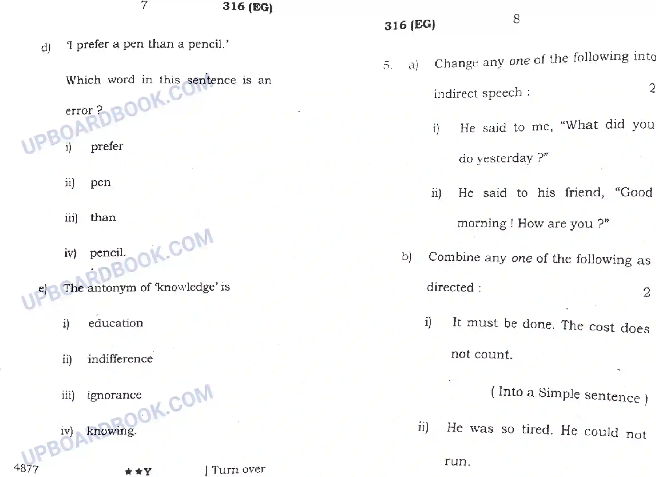 UP Board Class 12th English (316 EG) 2022 Previous Year Question Paper Image 4