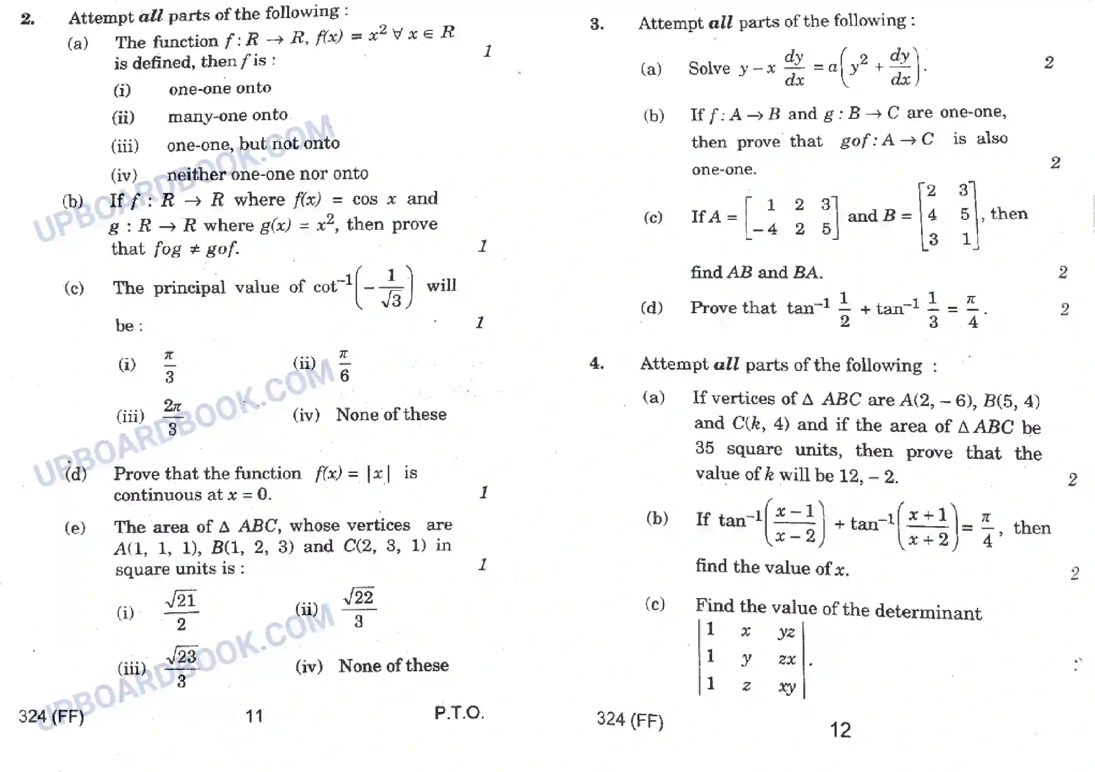 UP Board Class 12th Maths (324 FF) 2022 Previous Year Question Paper Image 6