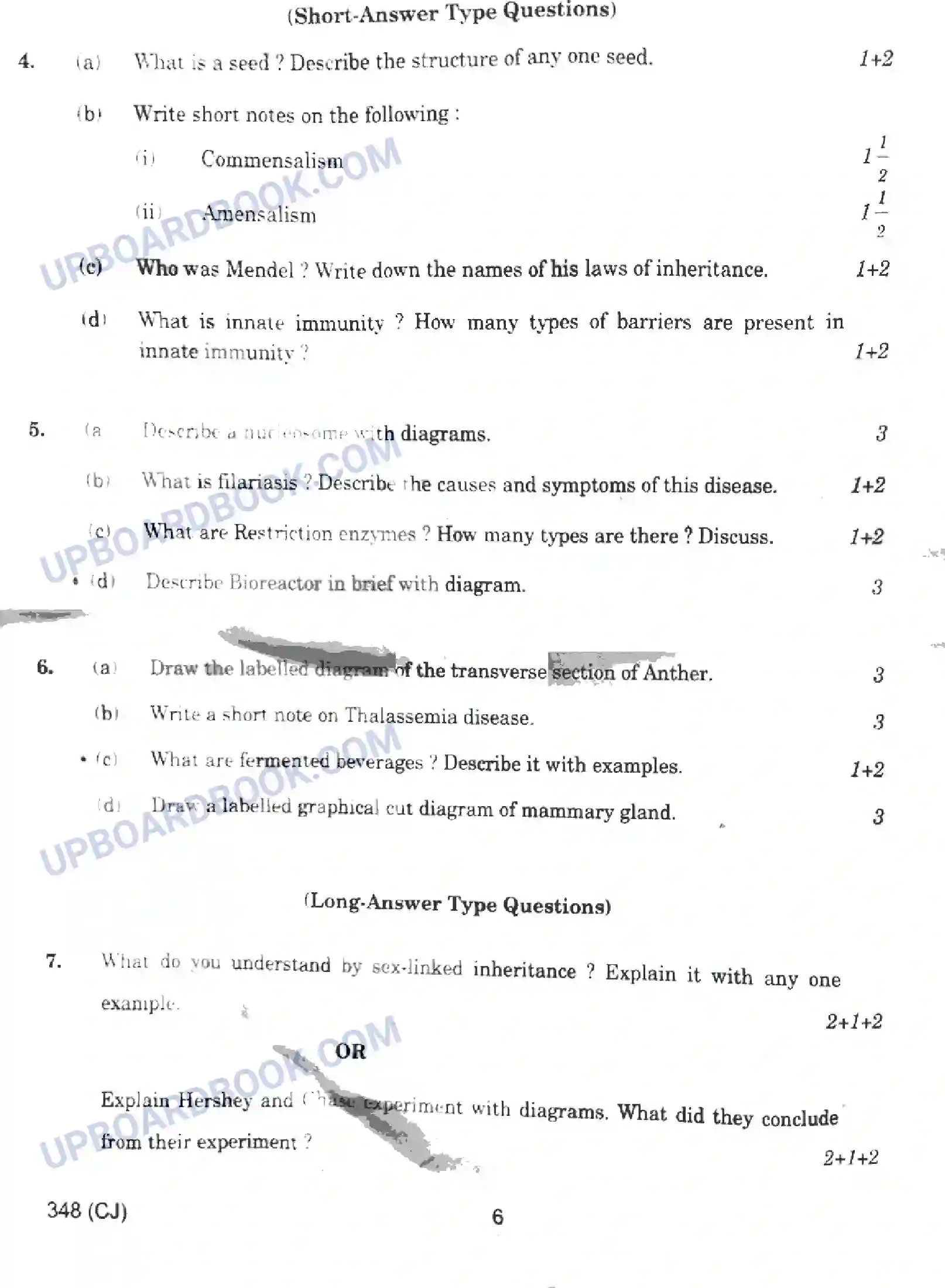 UP Board Class 12th Biology - 348-CJ - 2023 Previous Year Question Paper Image 6