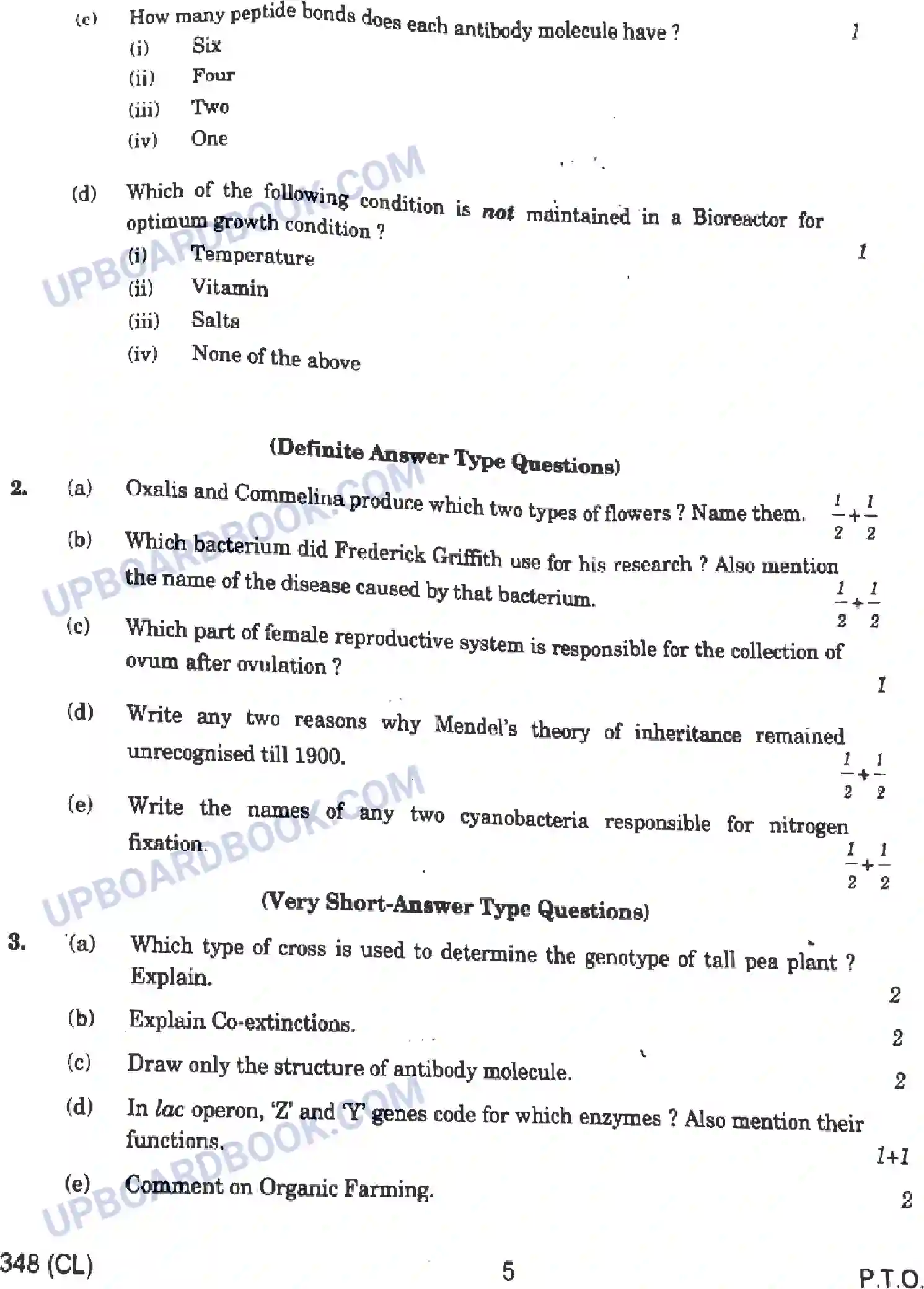 UP Board Class 12th Biology - 348-CL - 2023 Previous Year Question Paper Image 5