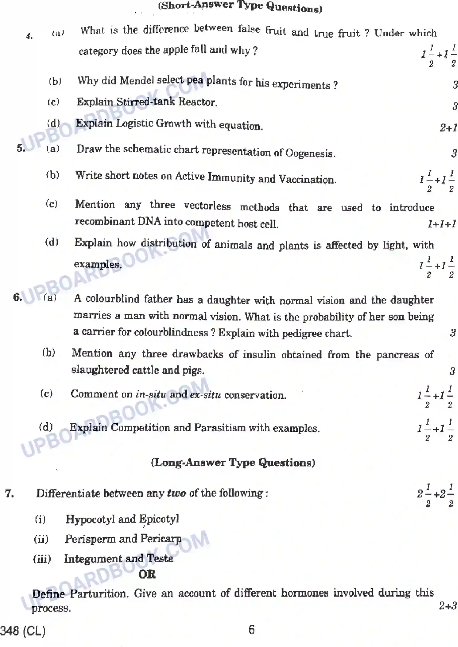 UP Board Class 12th Biology - 348-CL - 2023 Previous Year Question Paper Image 6