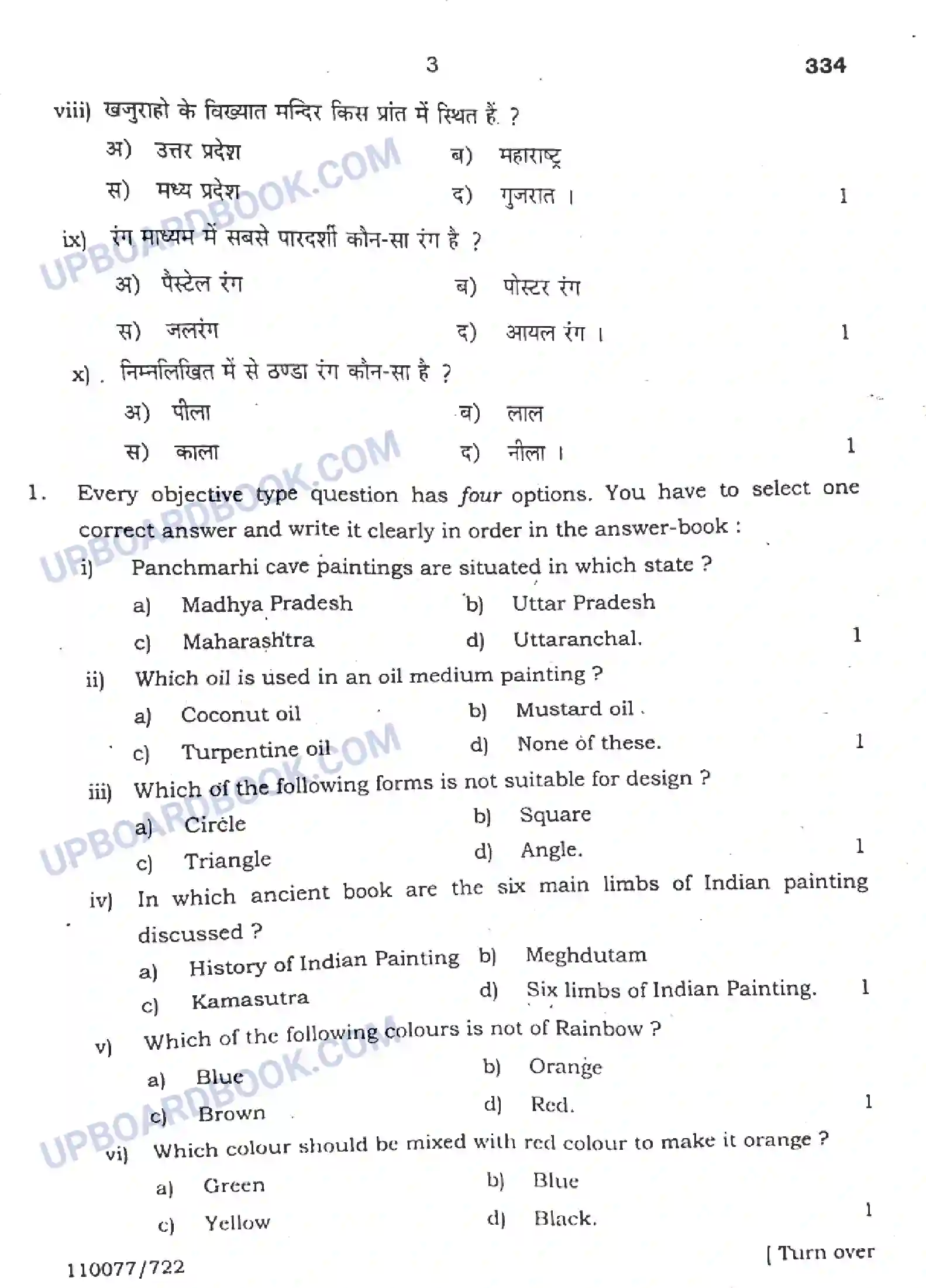 UP Board Class 12th Chitrakala Alekhan Previous Year Question Paper Image 3