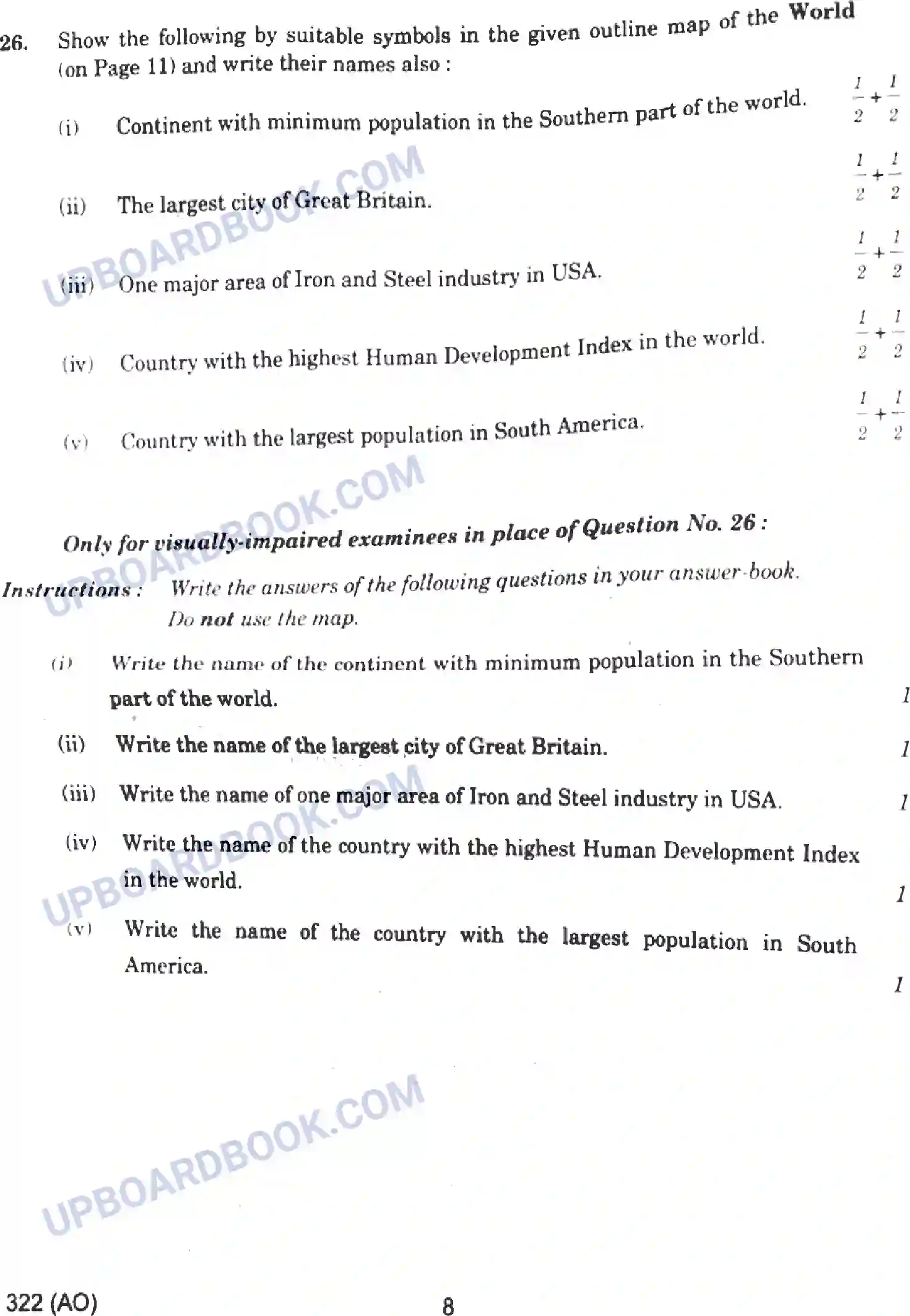 UP Board Class 12th Geography 2023 Previous Year Question Paper Image 8