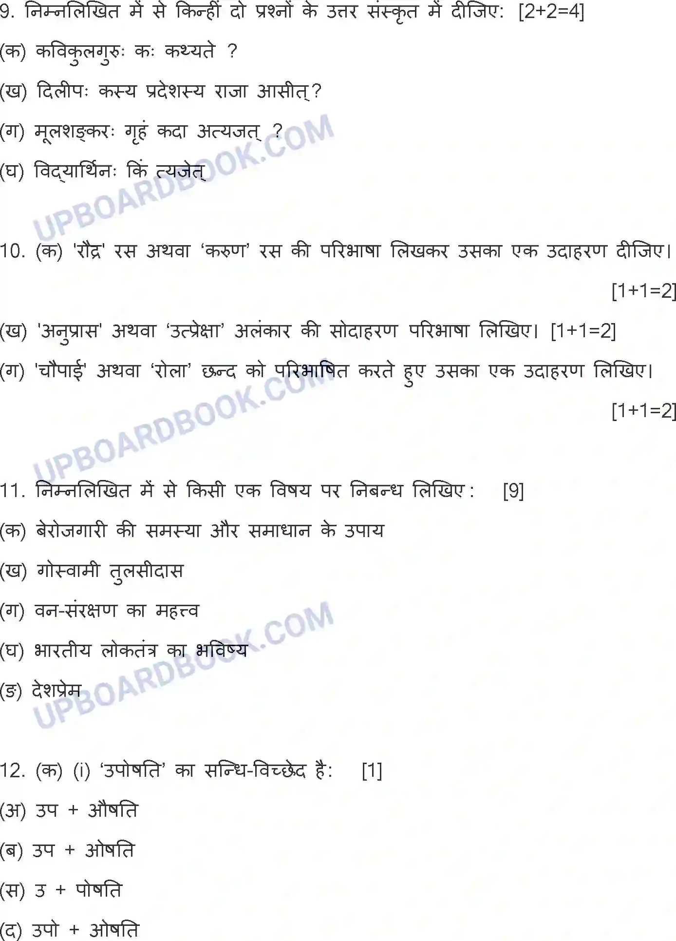 UP Board Class 12th Hindi - 301-ZE - 2023 Previous Year Question Paper Image 9