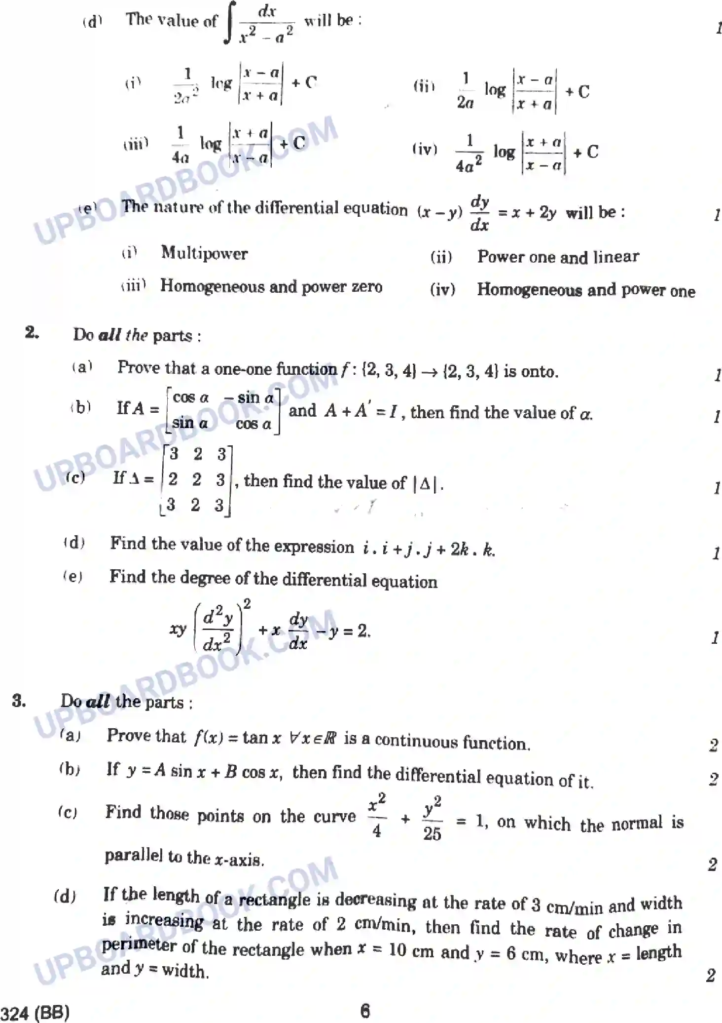 UP Board Class 12th Mathematics 2023 Previous Year Question Paper Image 6