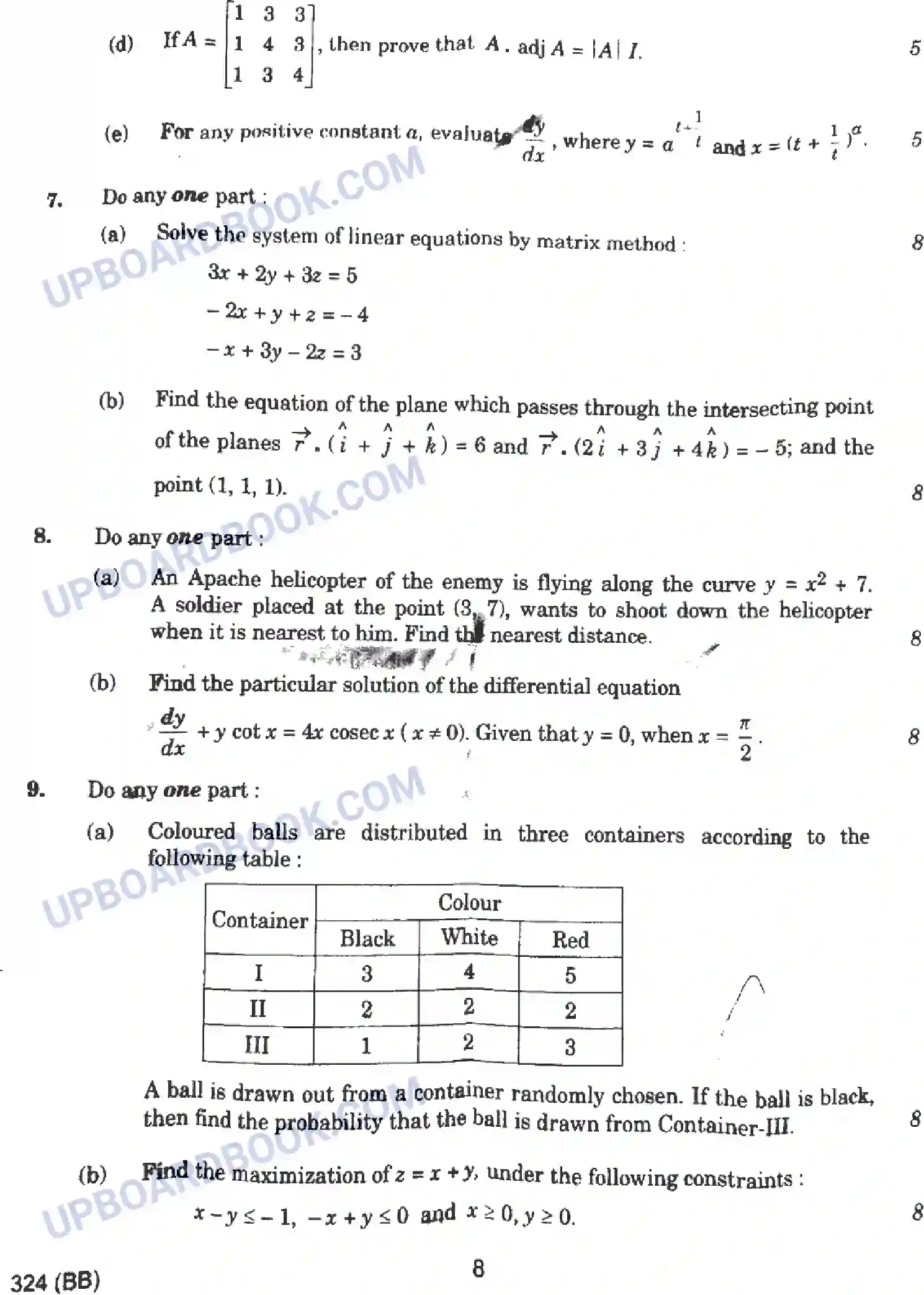 UP Board Class 12th Mathematics 2023 Previous Year Question Paper Image 8