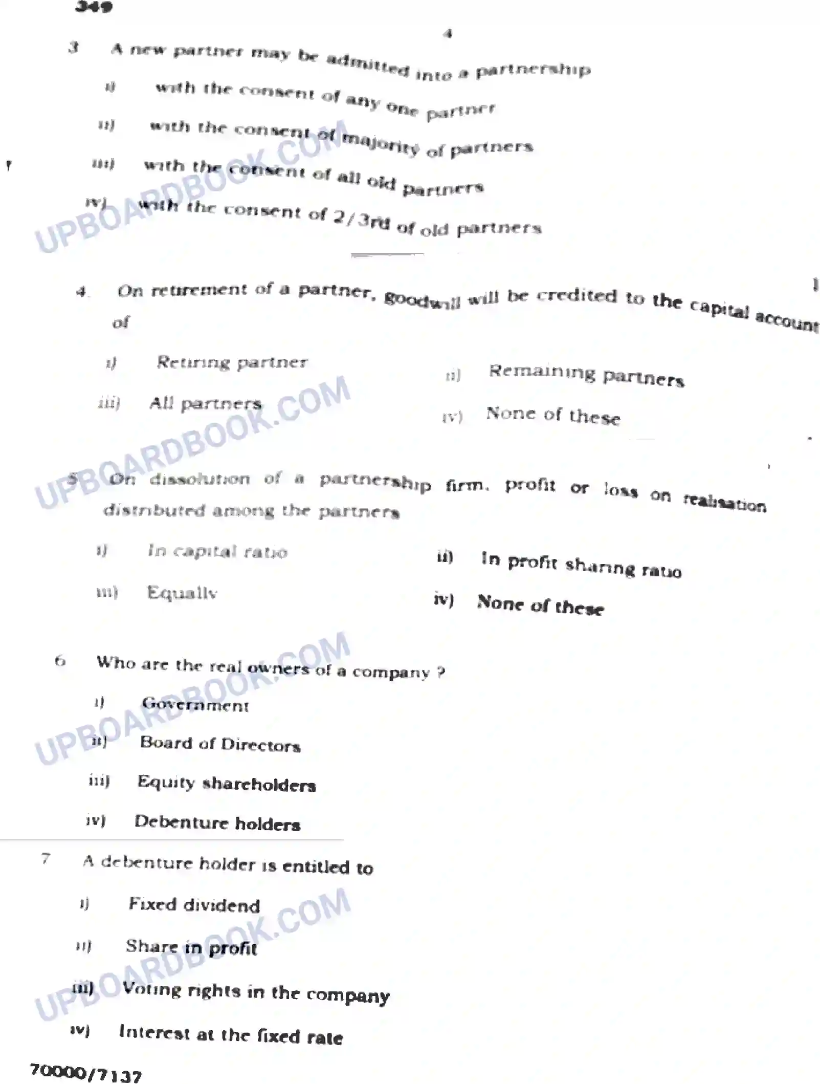 UP Board Class 12th Accountancy - 349 - 2024 Previous Year Question Paper Image 4