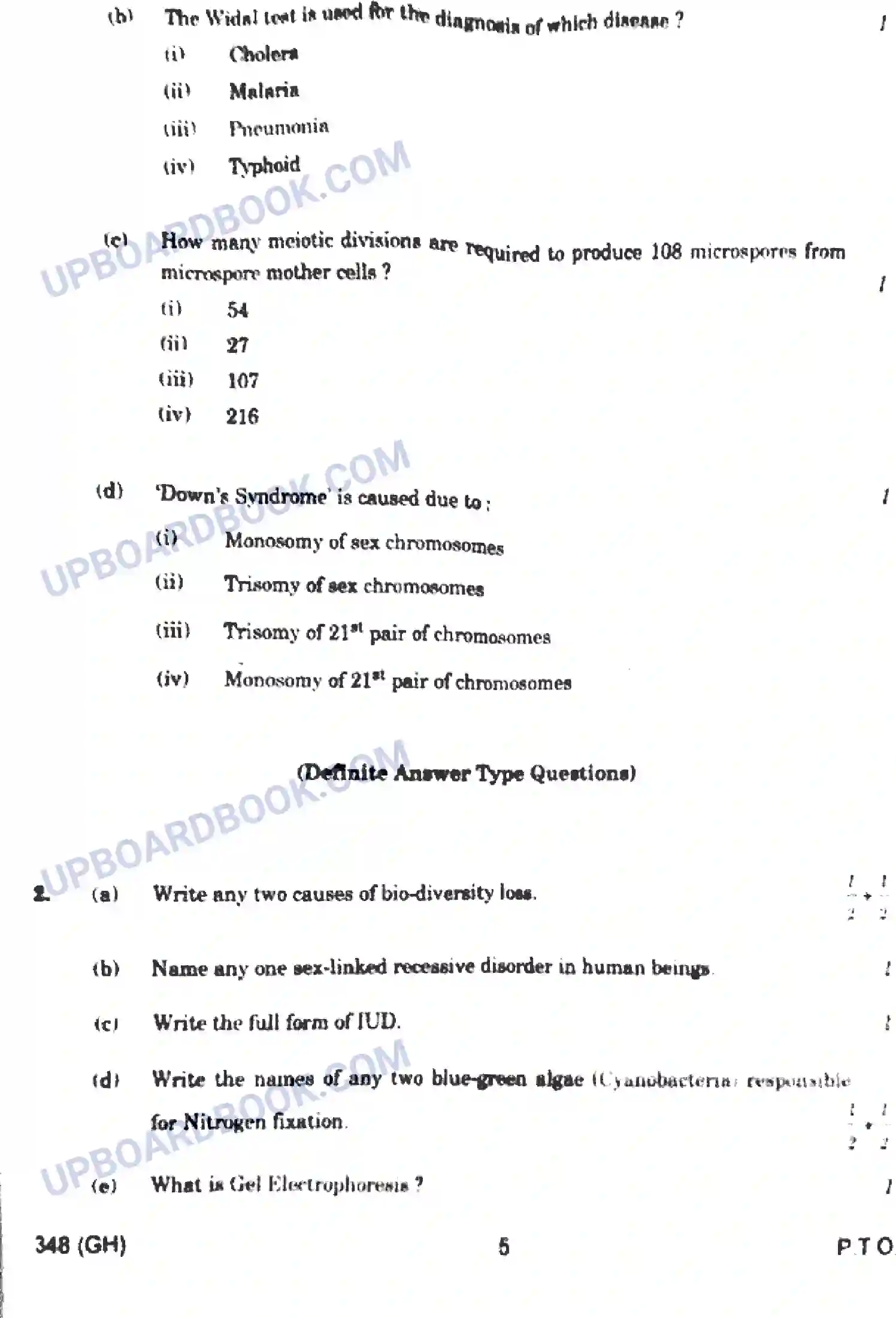 UP Board Class 12th Biology - 348-GH - 2024 Previous Year Question Paper Image 5